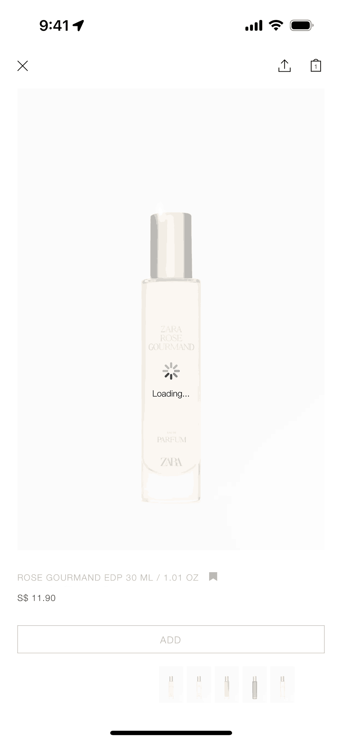 Adding product to cart on ZARA (ios) screen 2