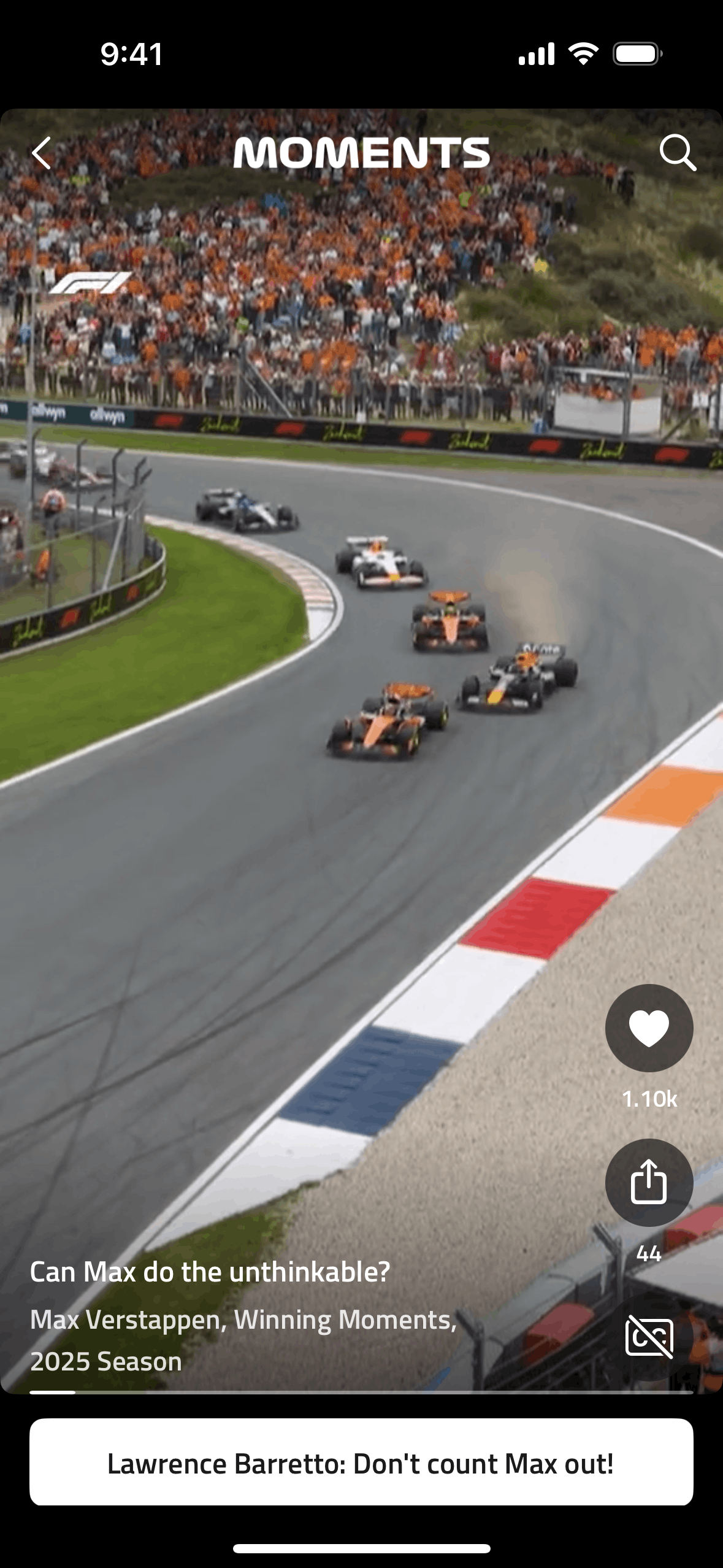 Formula 1® iOS Sports interface screenshot 20