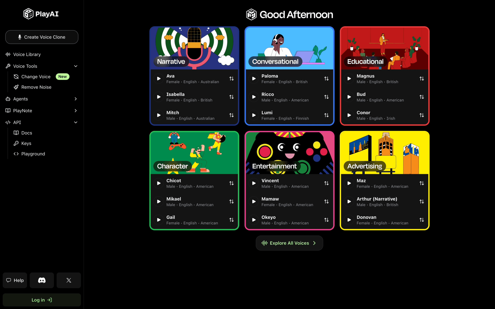PlayAI Web AI interface screenshot 1