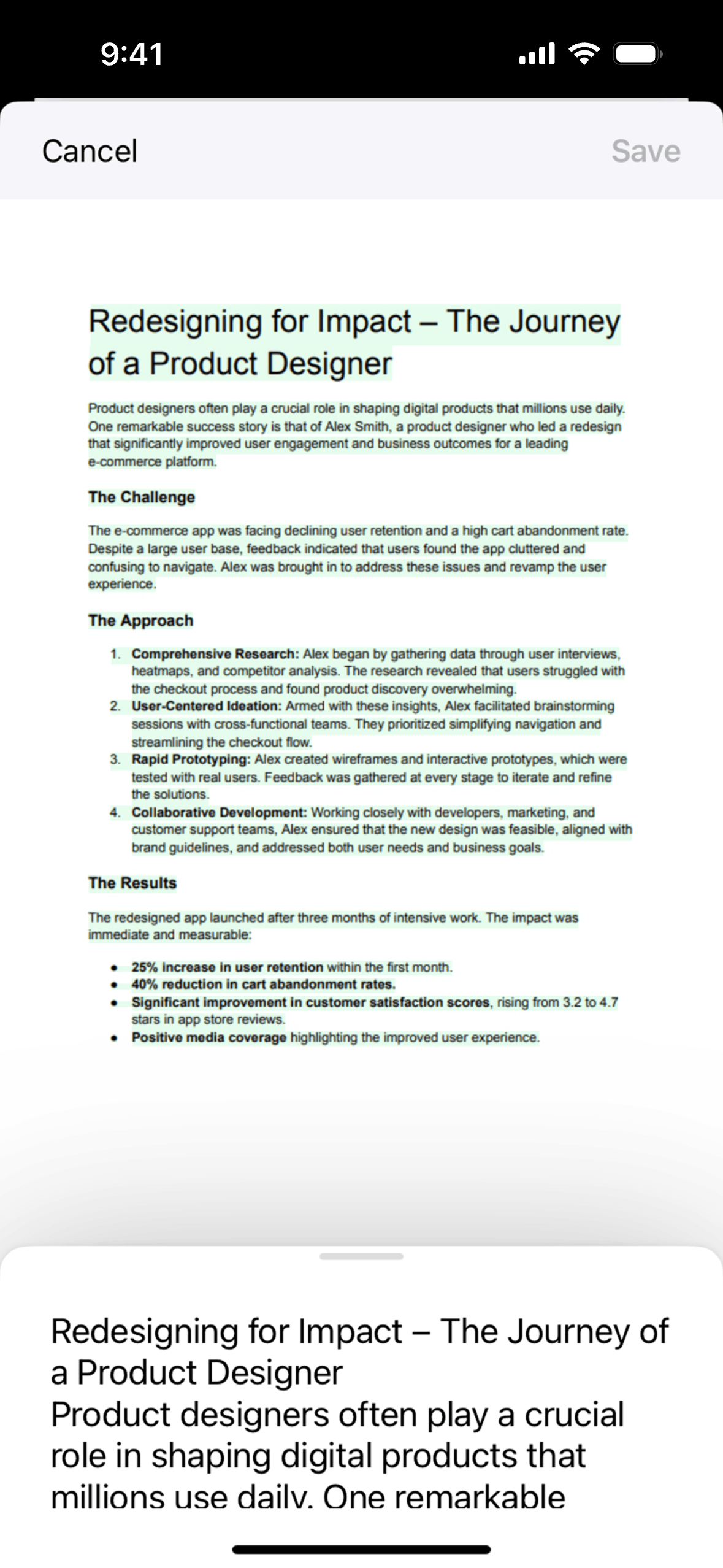 Speechify iOS Productivity interface screenshot 4