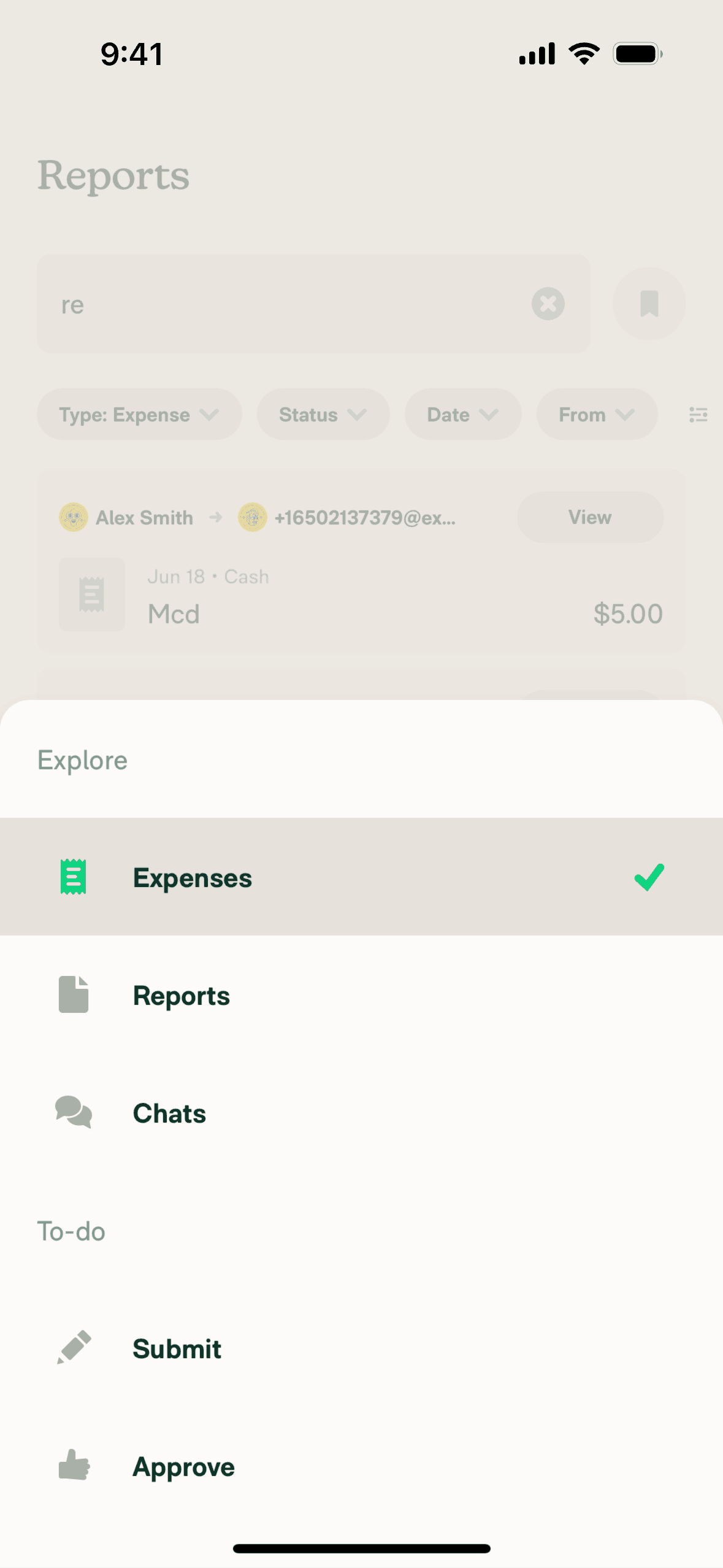 Expensify iOS Finance interface screenshot 7