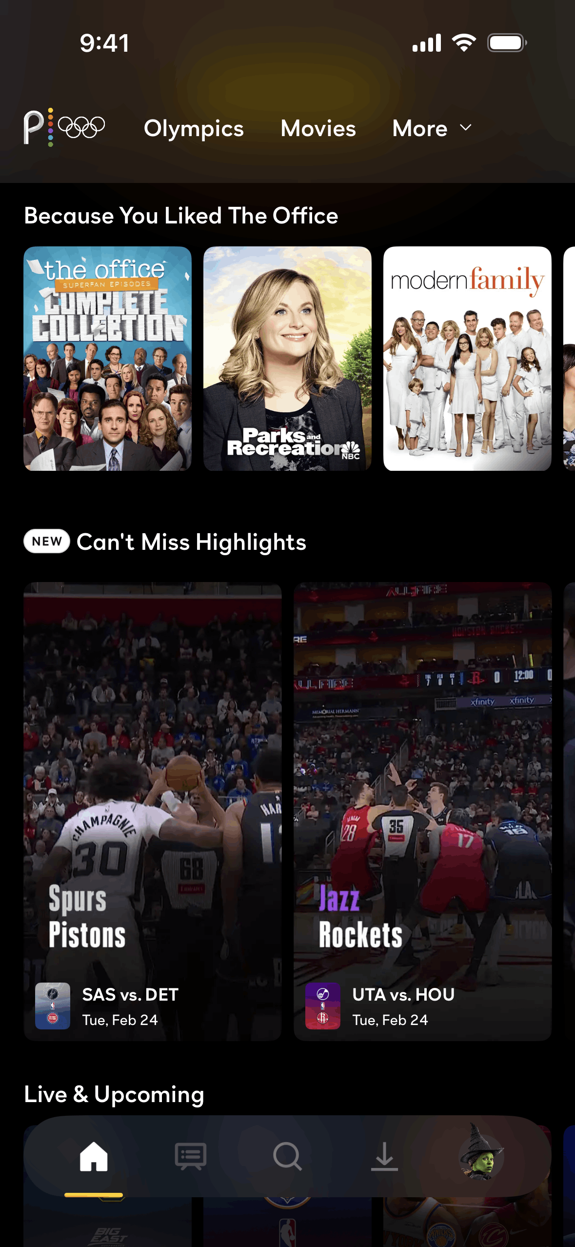 Peacock iOS Entertainment interface screenshot 3