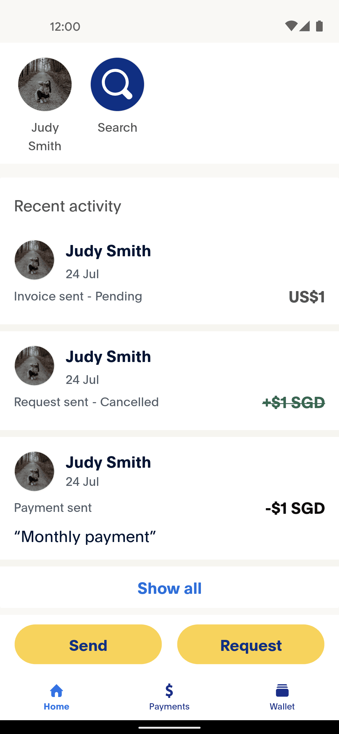 PayPal Android Finance interface screenshot 1