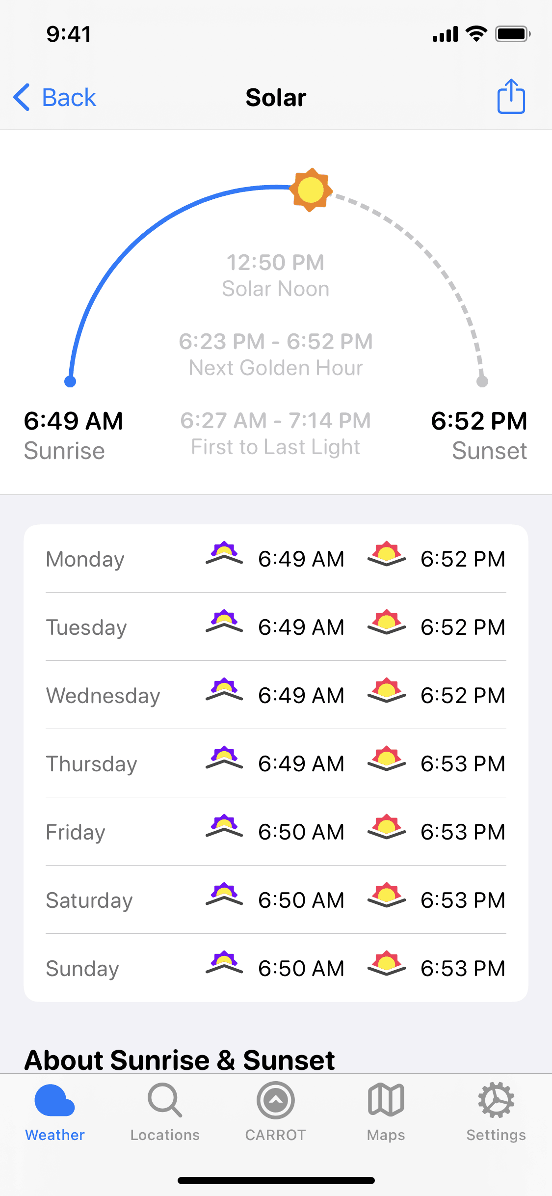 CARROT Weather iOS Lifestyle interface screenshot 19