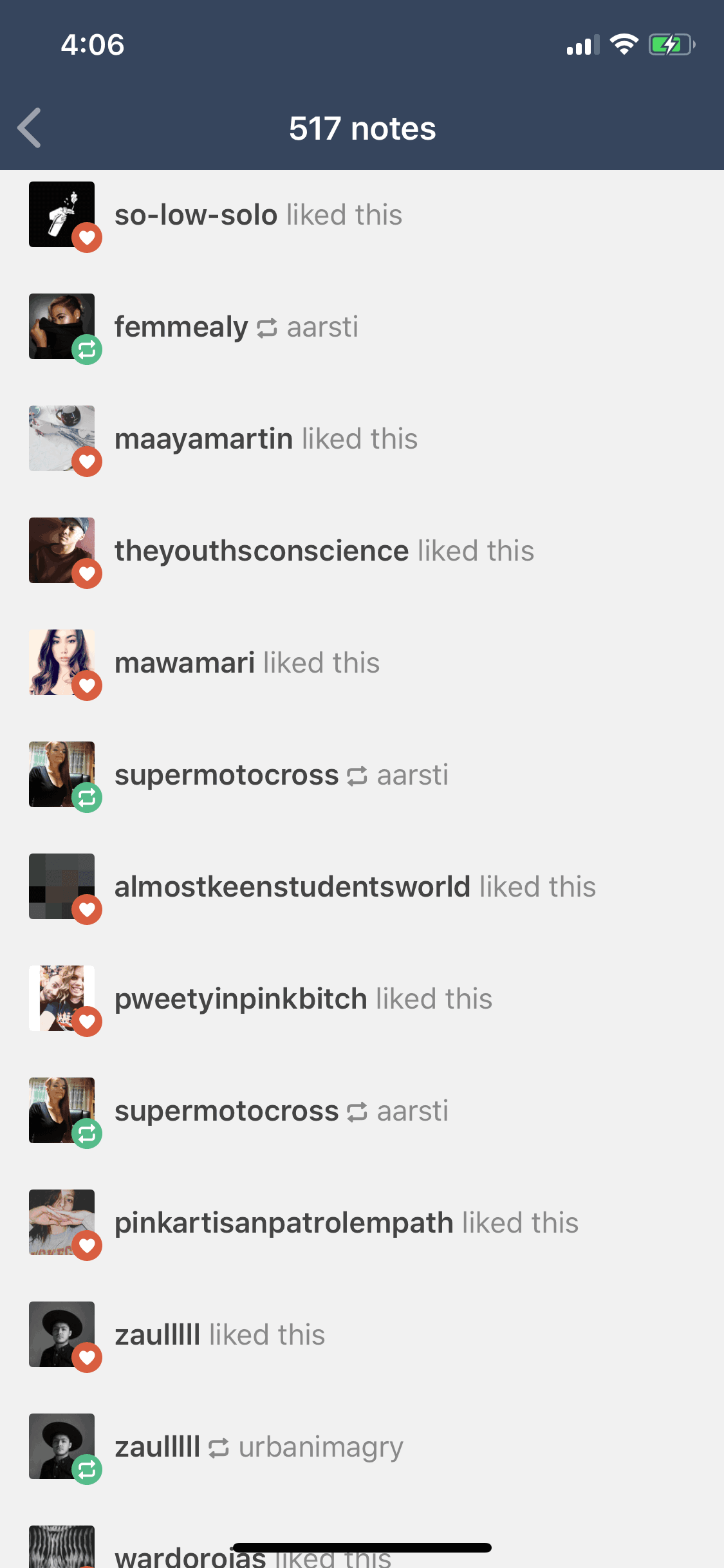 Tumblr iOS Social Networking interface screenshot 5