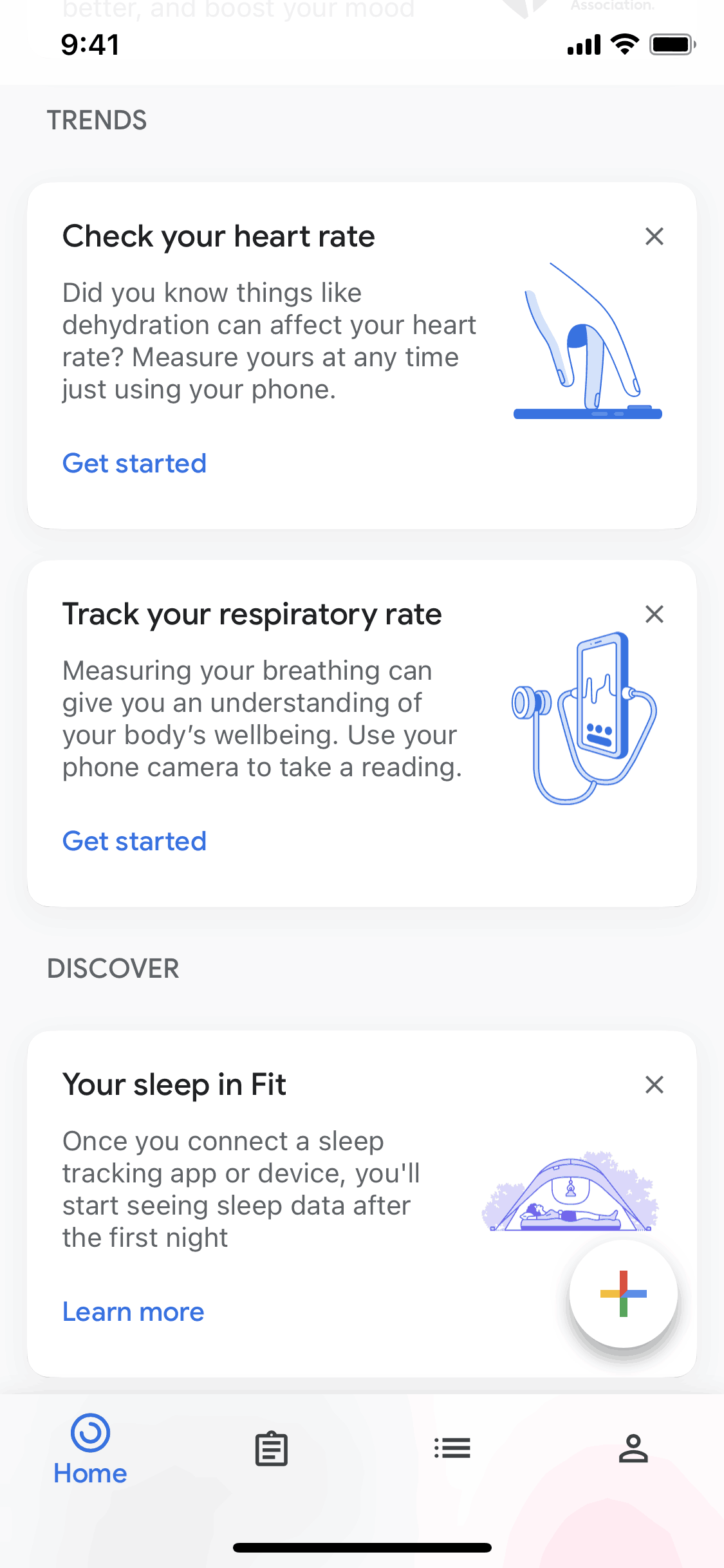 Google Fit iOS Health & Fitness interface screenshot 10