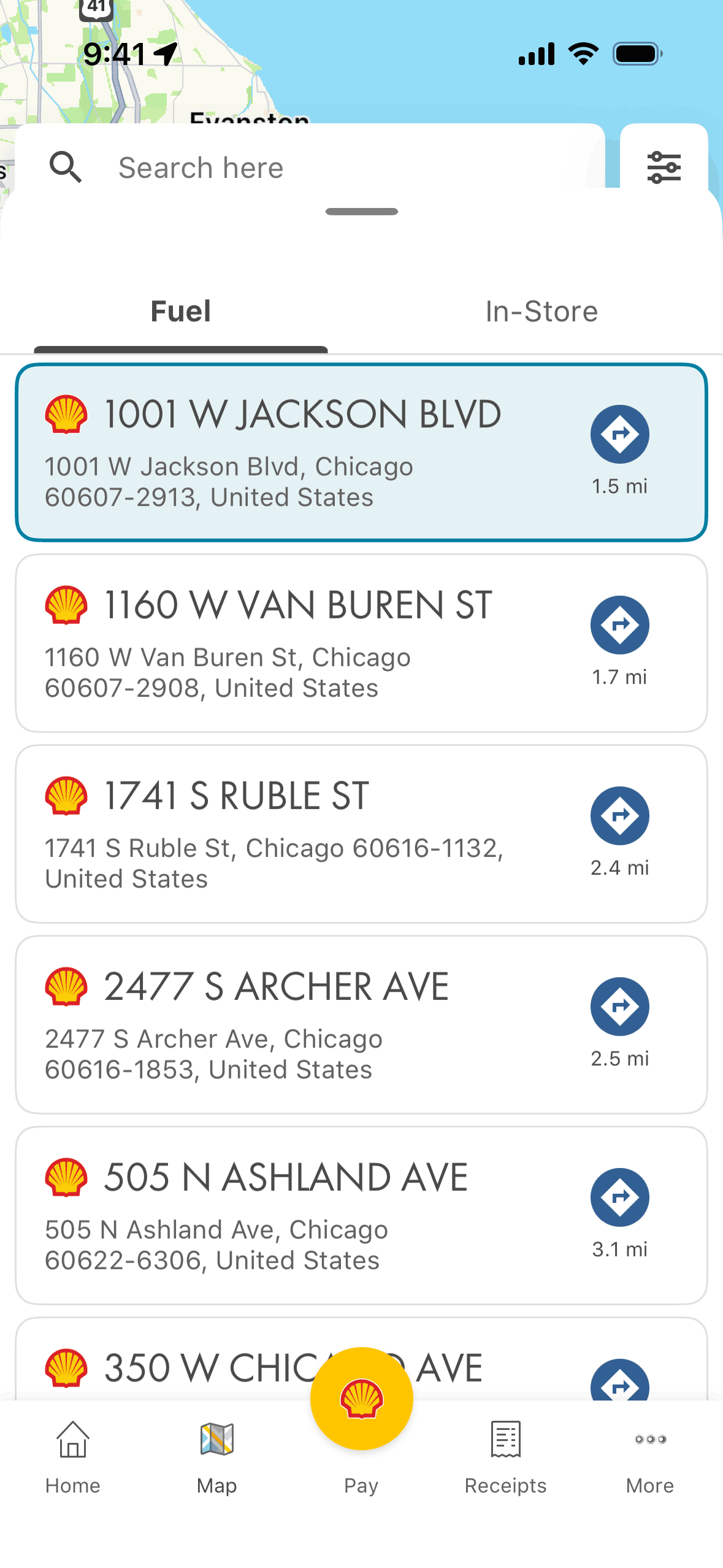 Shell iOS Maps & Navigation interface screenshot 1