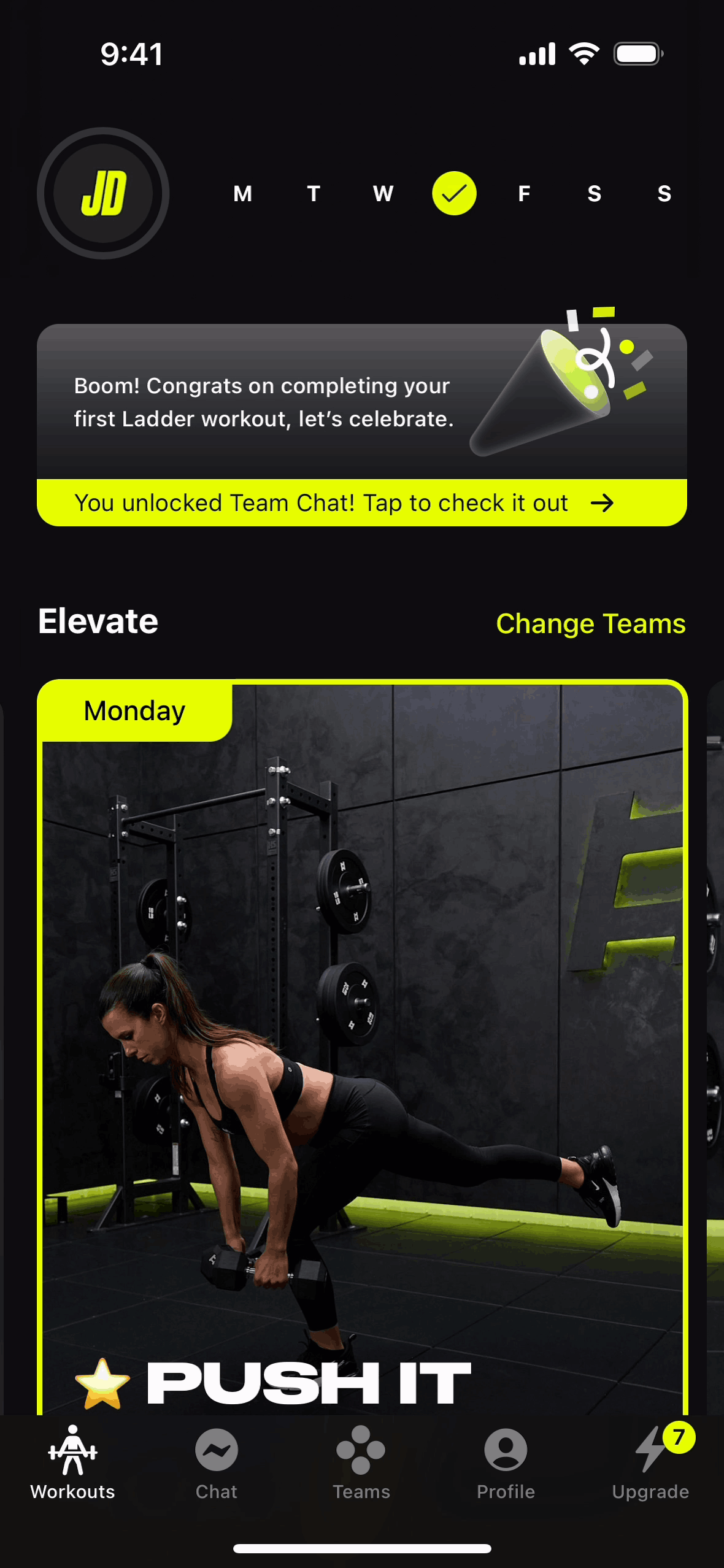 Ladder iOS Health & Fitness interface screenshot 1