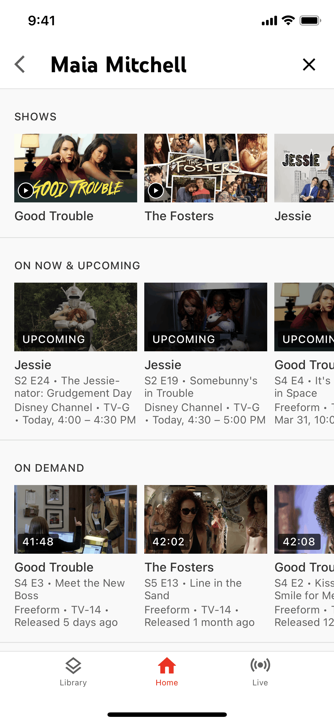 Profile detail on YouTube TV (ios) screen 2