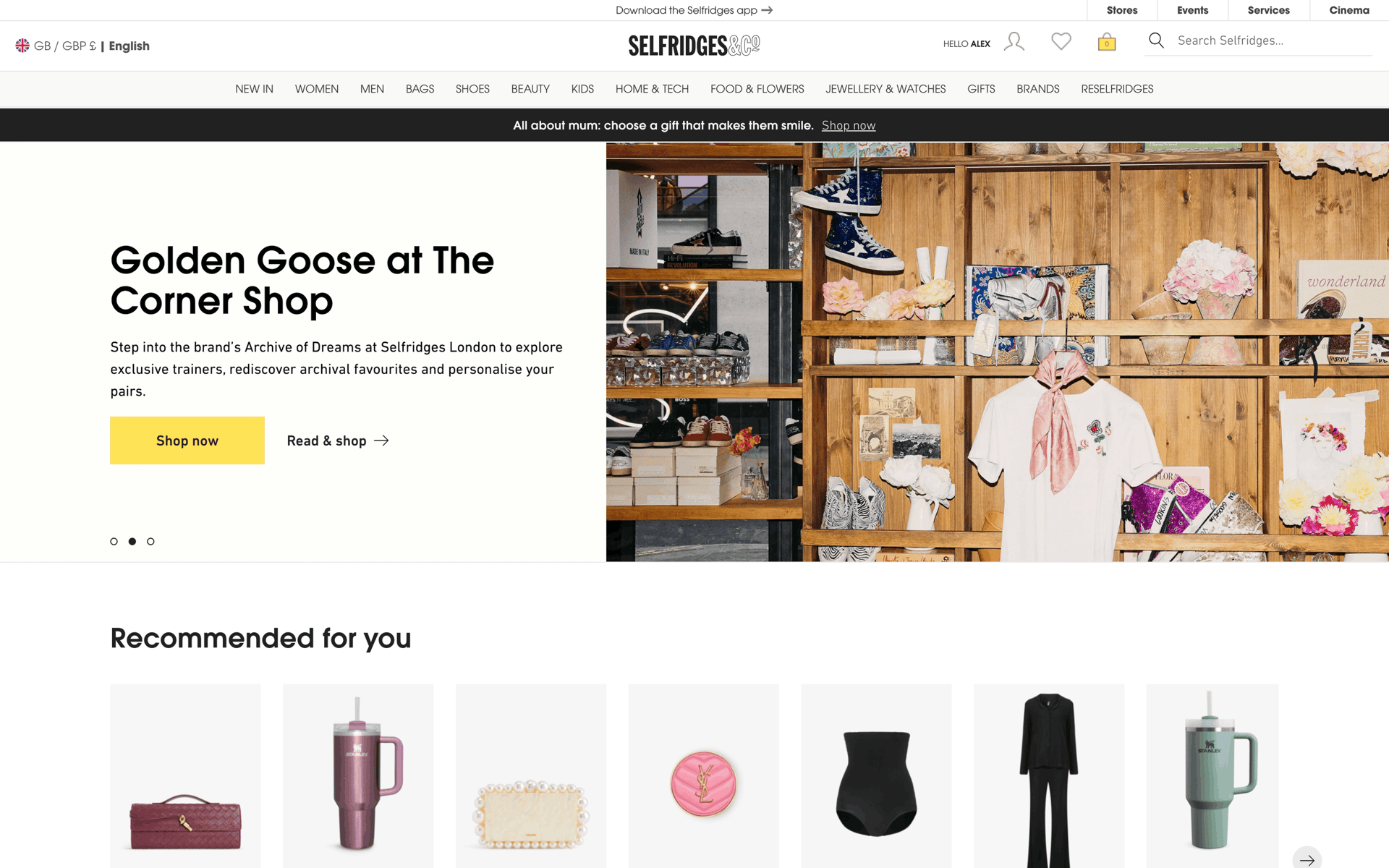 Selfridges Web Shopping interface screenshot 2