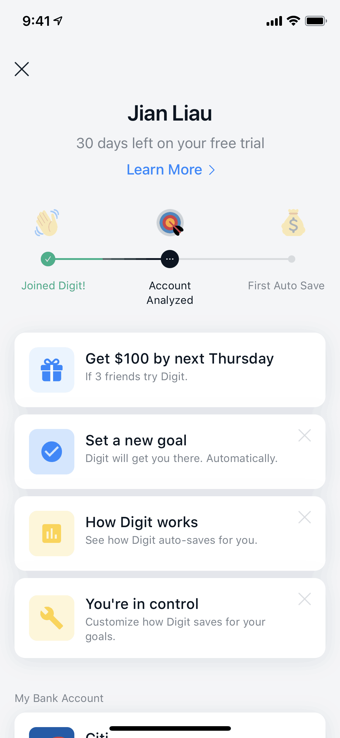 Digit iOS Finance interface screenshot 3