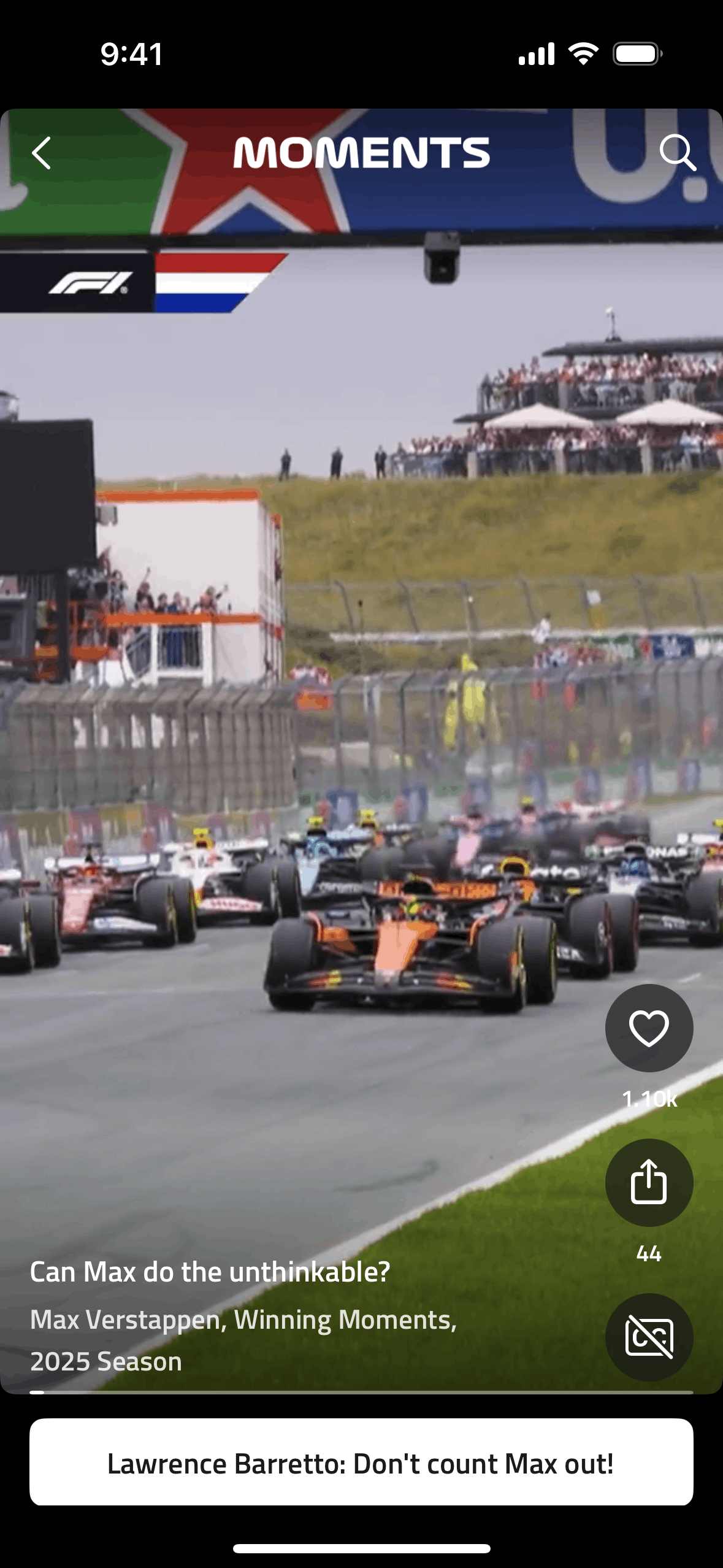 Formula 1® iOS Sports interface screenshot 14