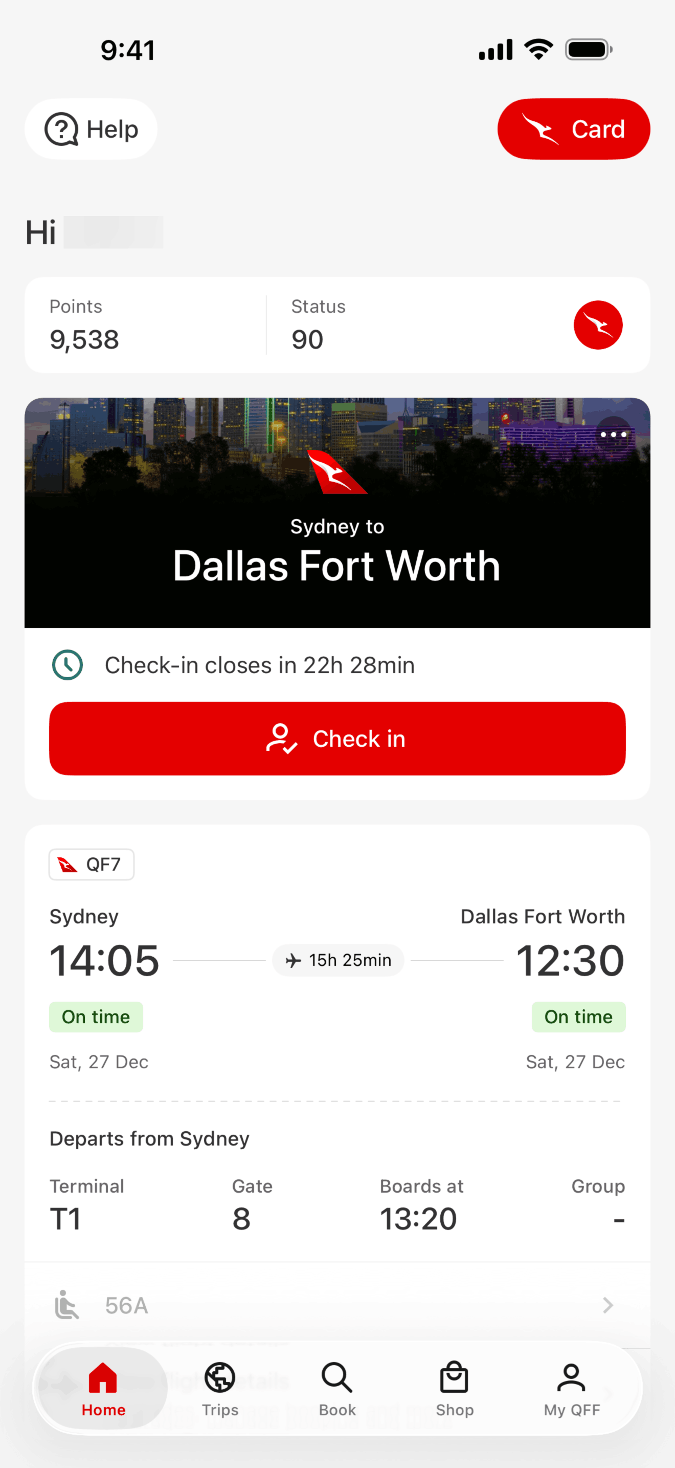 Qantas Airways iOS Travel & Transportation interface screenshot 2
