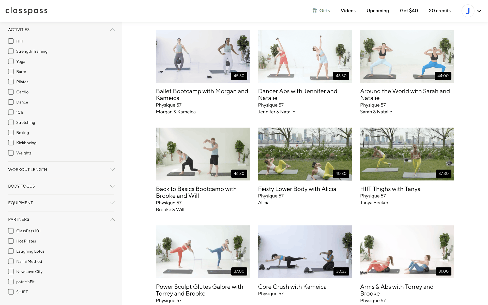 ClassPass Web Health & Fitness interface screenshot 2