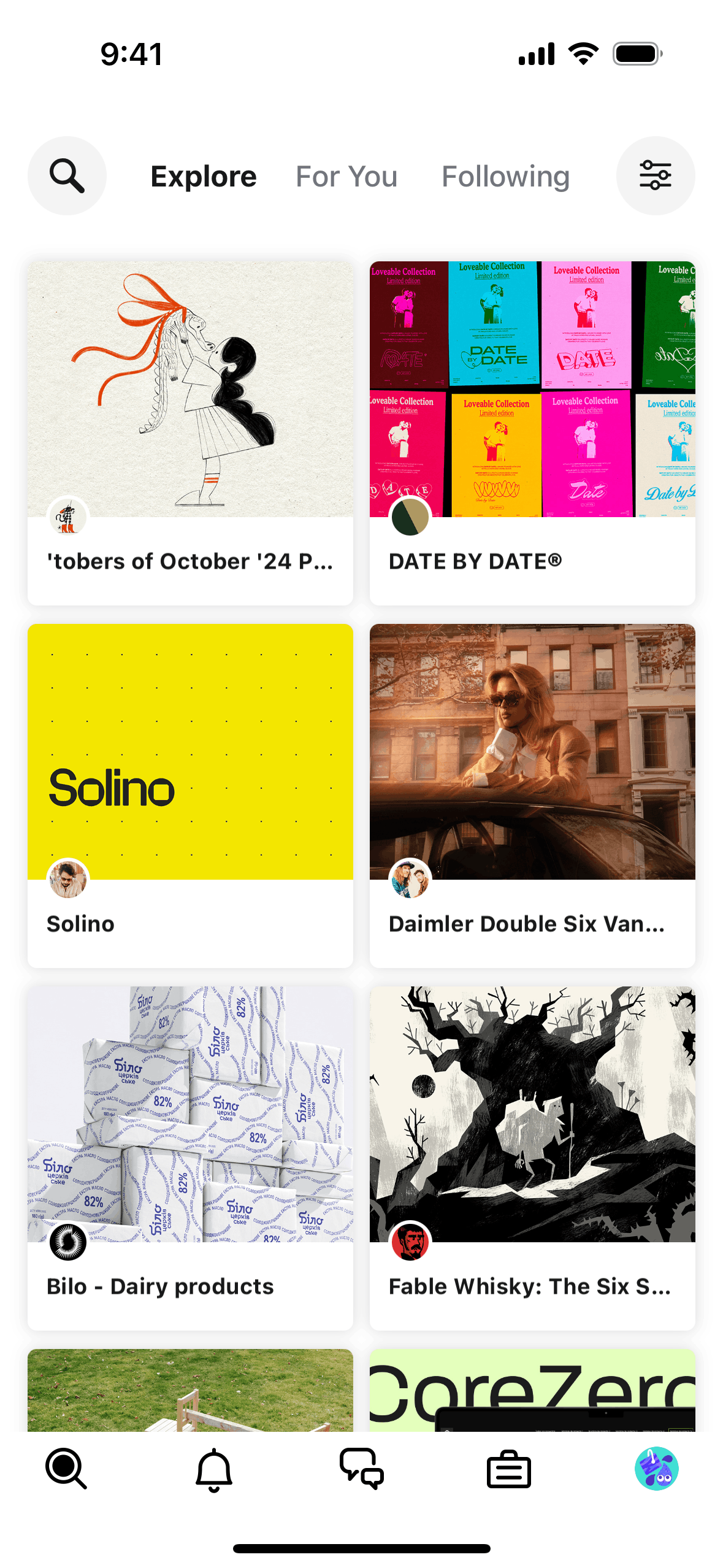 Behance iOS Graphics & Design interface screenshot 1