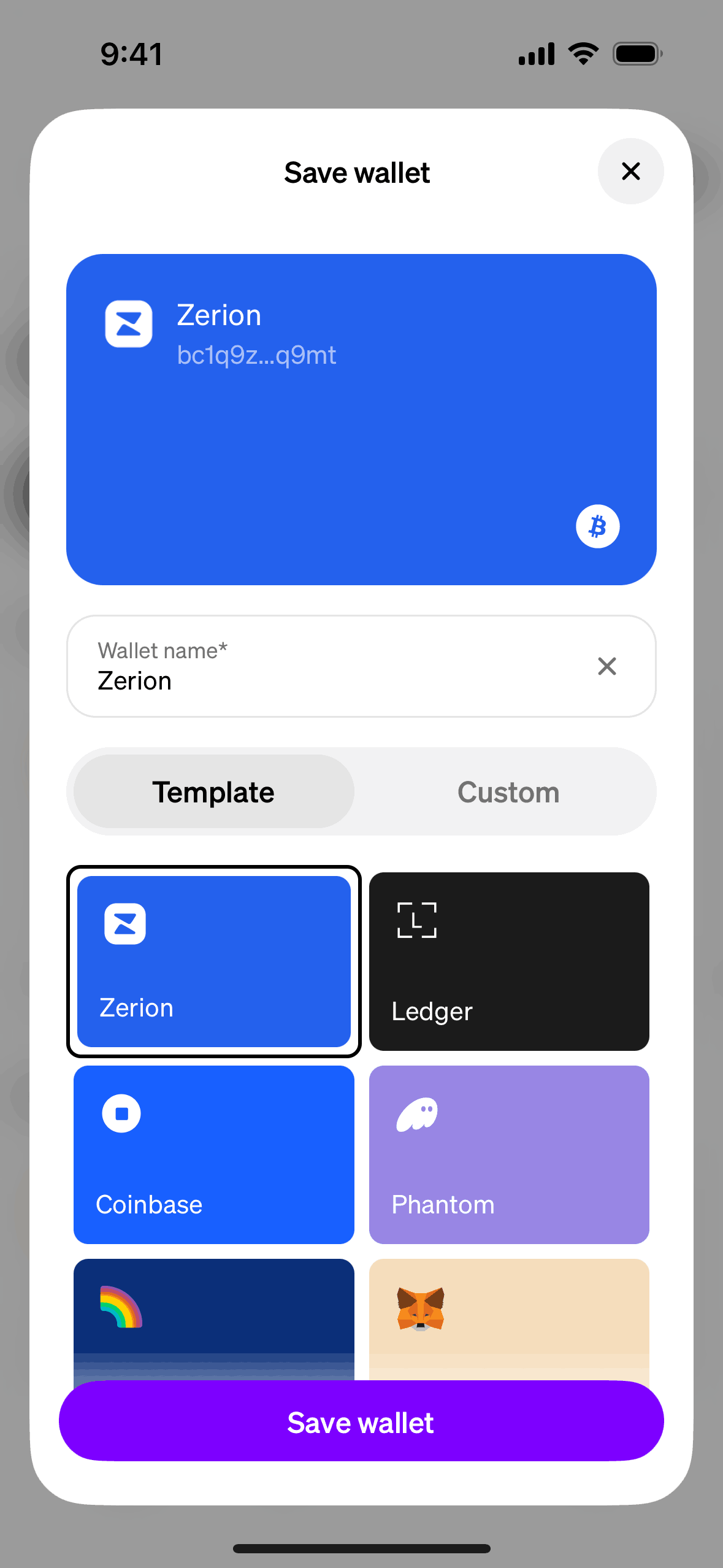 Saving wallet on MoonPay (ios) screen 4