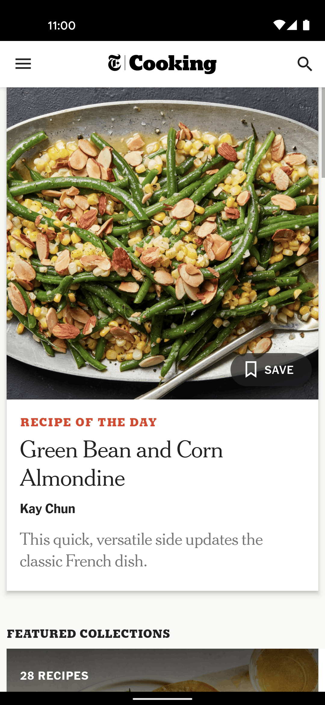 NYT Cooking Android Food & Drink interface screenshot 1