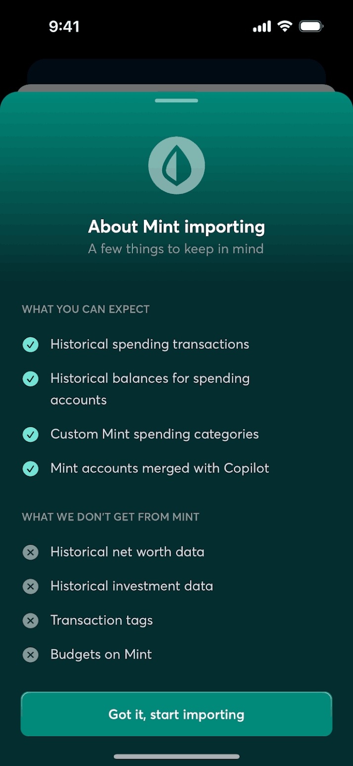 Copilot iOS Finance interface screenshot 11