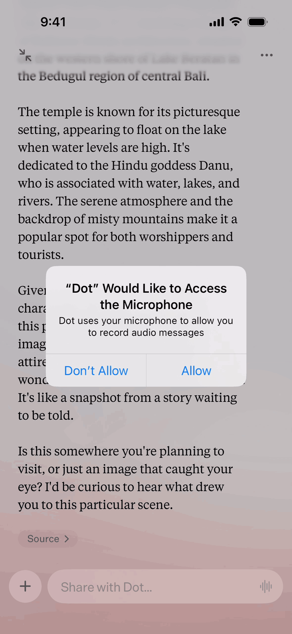 Dot iOS AI interface screenshot 12