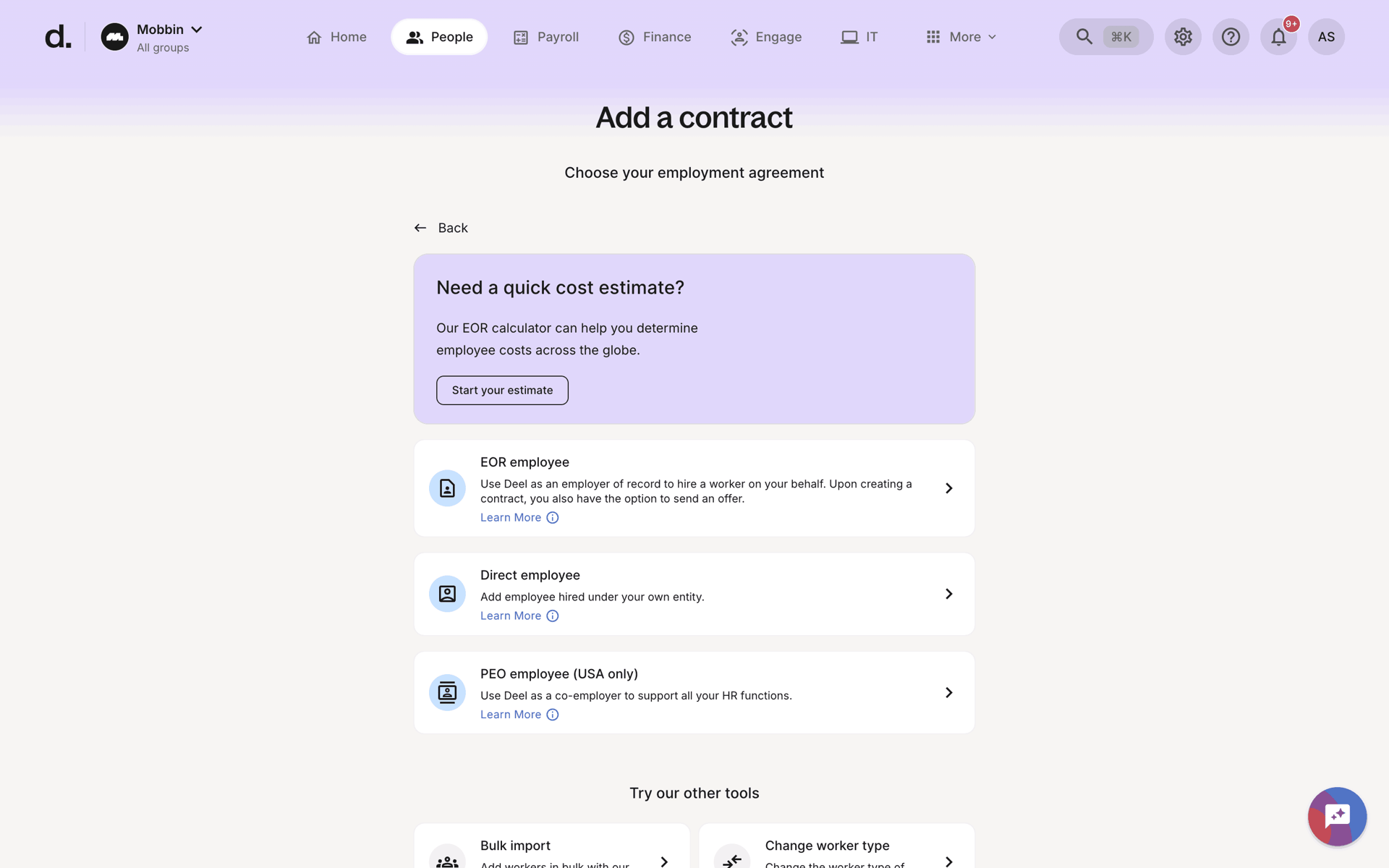 Deel Web Business interface screenshot 23