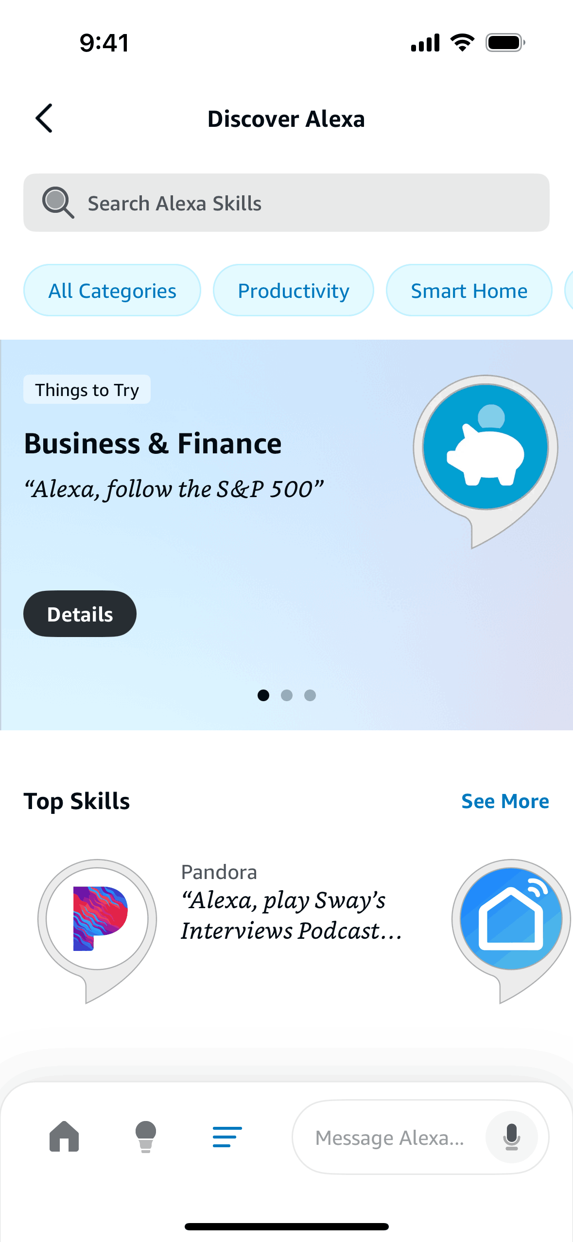 Amazon Alexa iOS Lifestyle interface screenshot 1