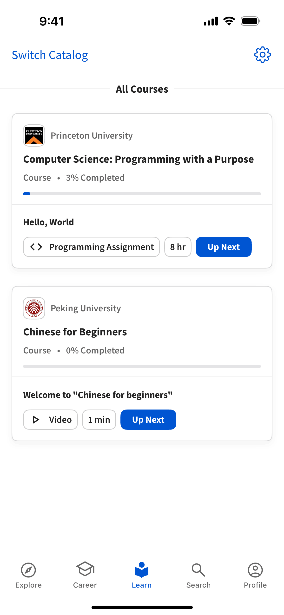 Coursera iOS Education interface screenshot 3