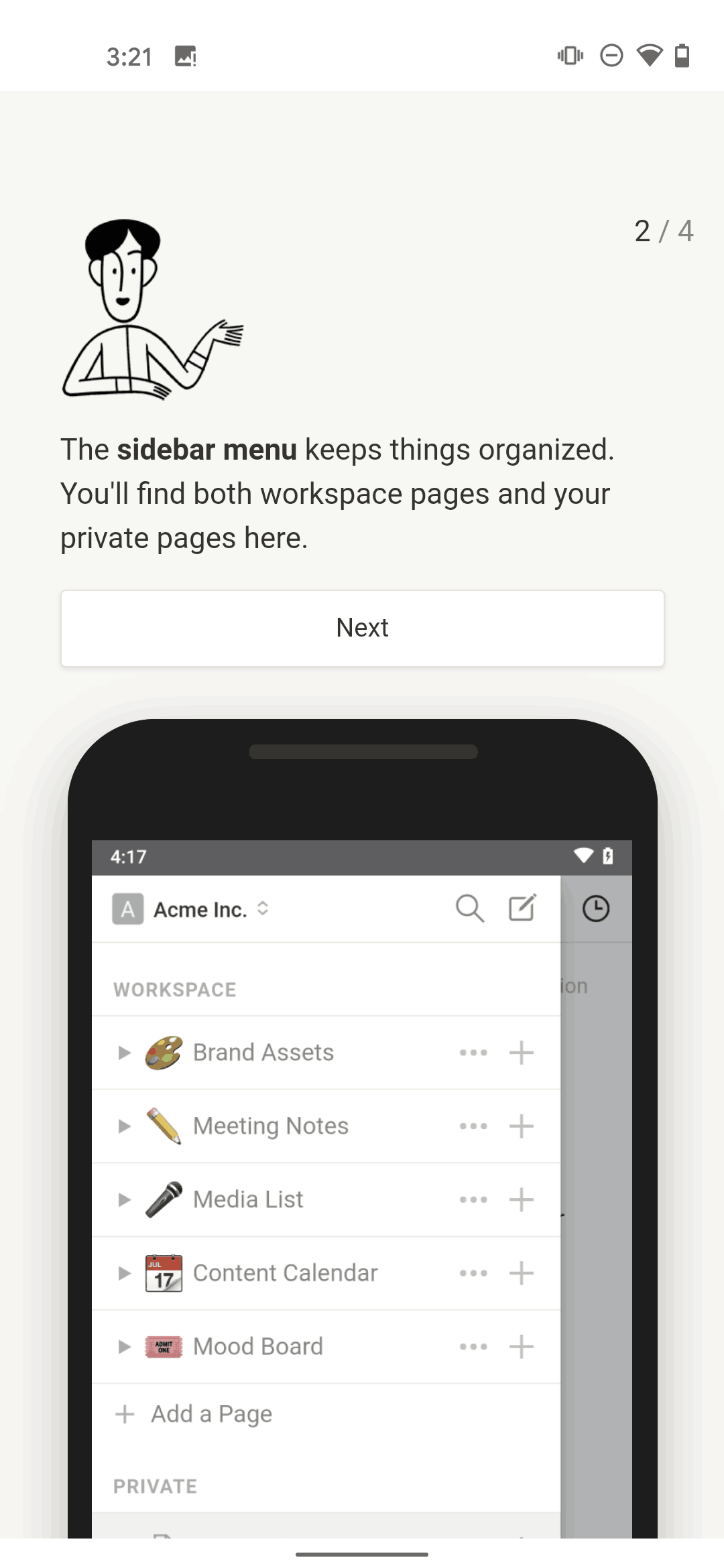 Notion Android Collaboration interface screenshot 9