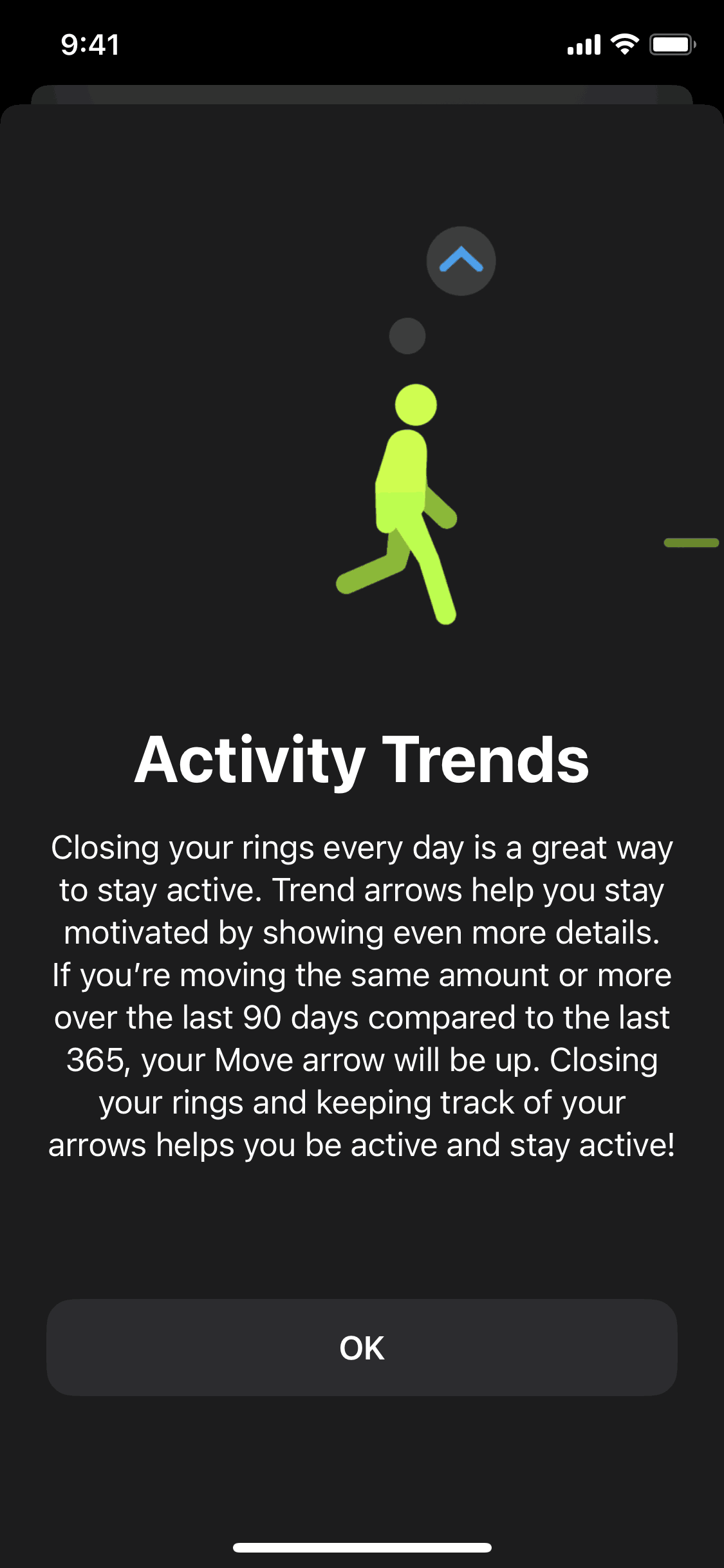 Turning on activity trends on Apple Fitness (ios) screen 2