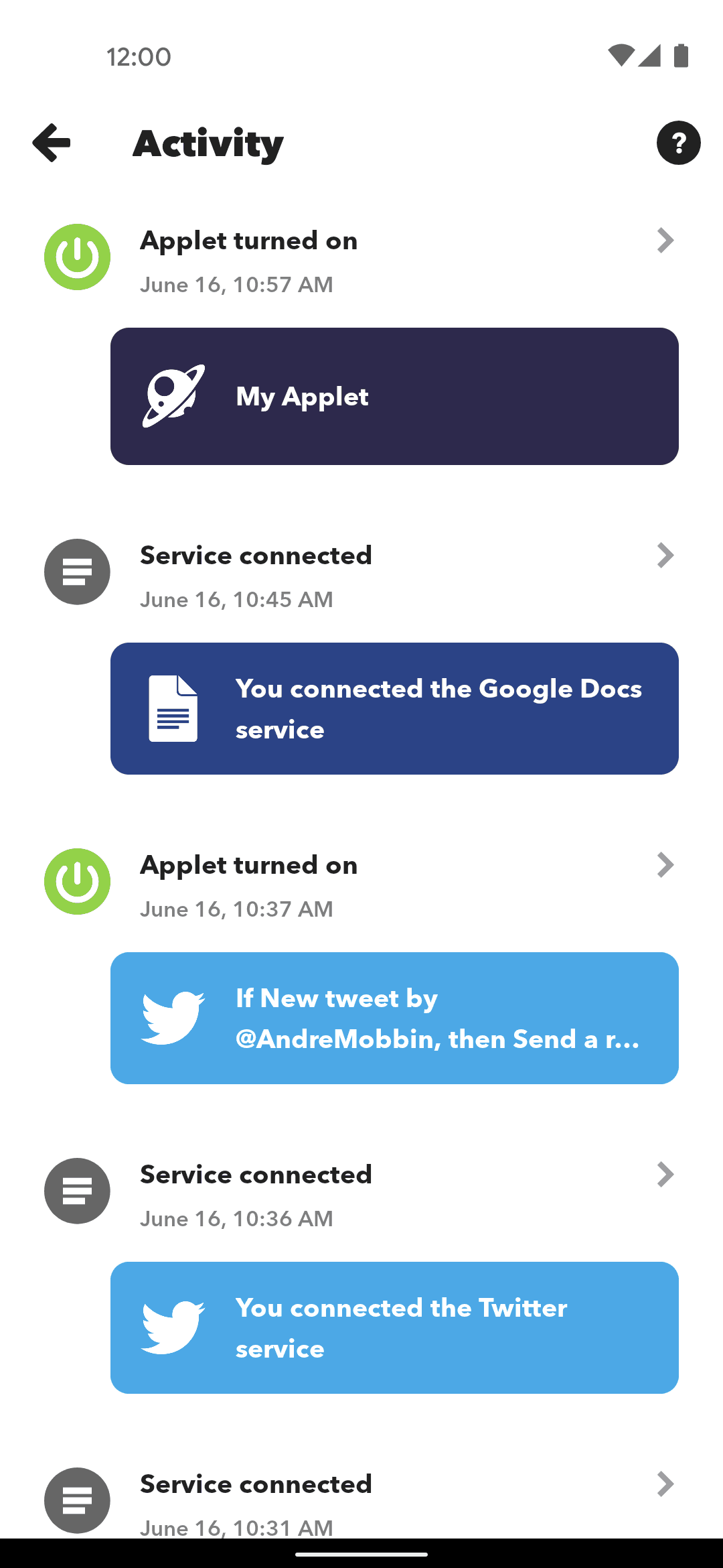 IFTTT Android Productivity interface screenshot 14
