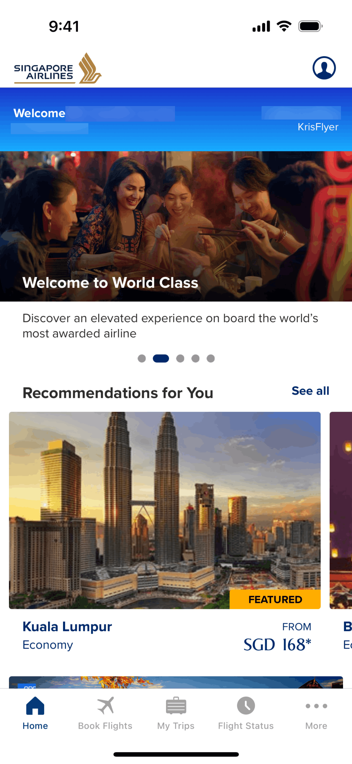 Singapore Airlines iOS Travel & Transportation interface screenshot 2