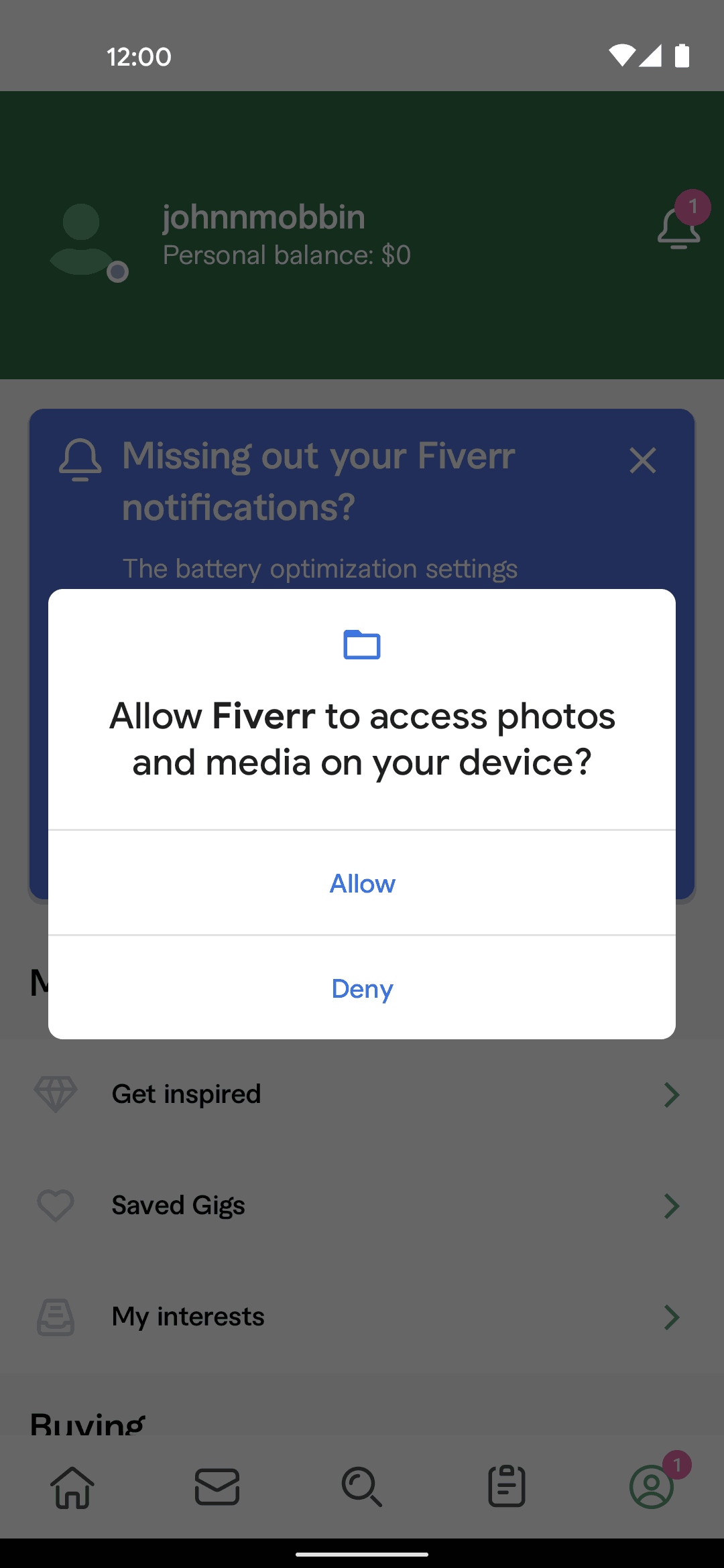 Fiverr Android Business interface screenshot 17