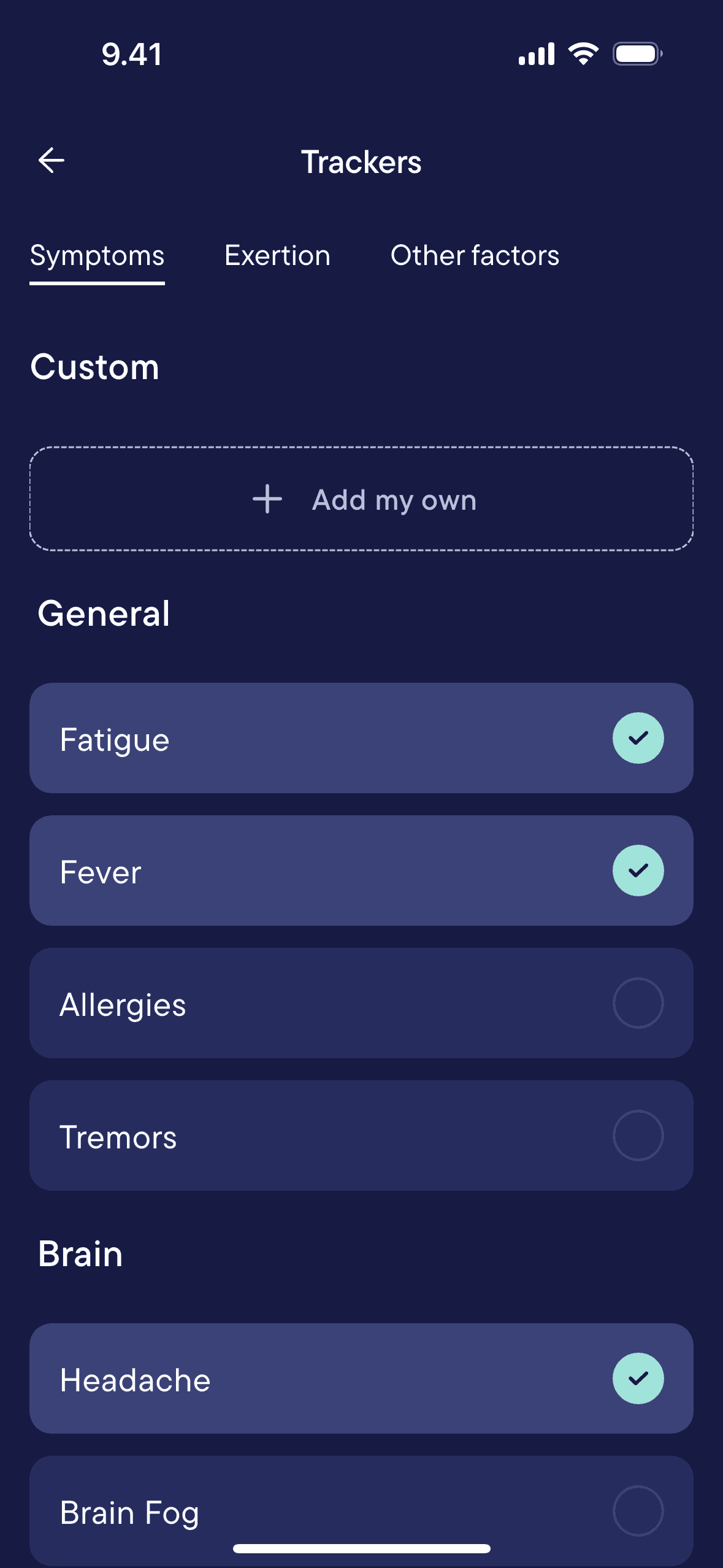 Visible iOS Health & Fitness interface screenshot 10