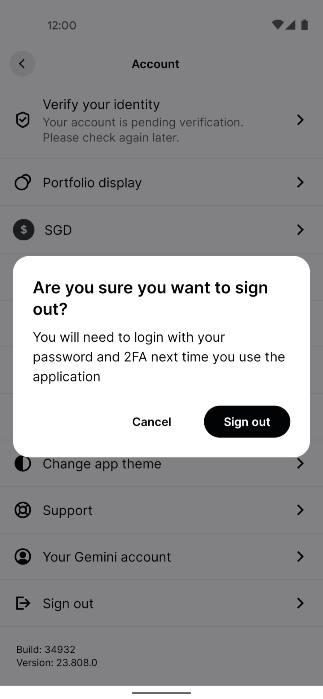 Gemini Android Finance interface screenshot 10