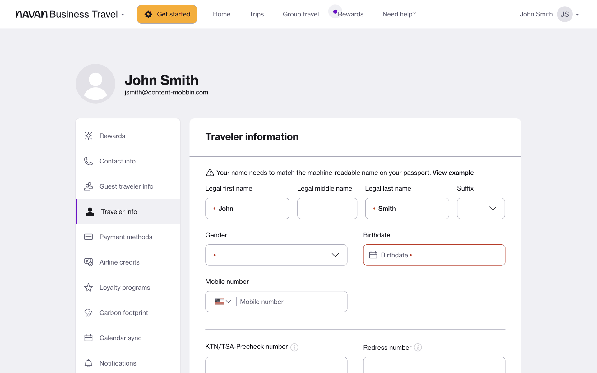 Navan Web Business interface screenshot 3
