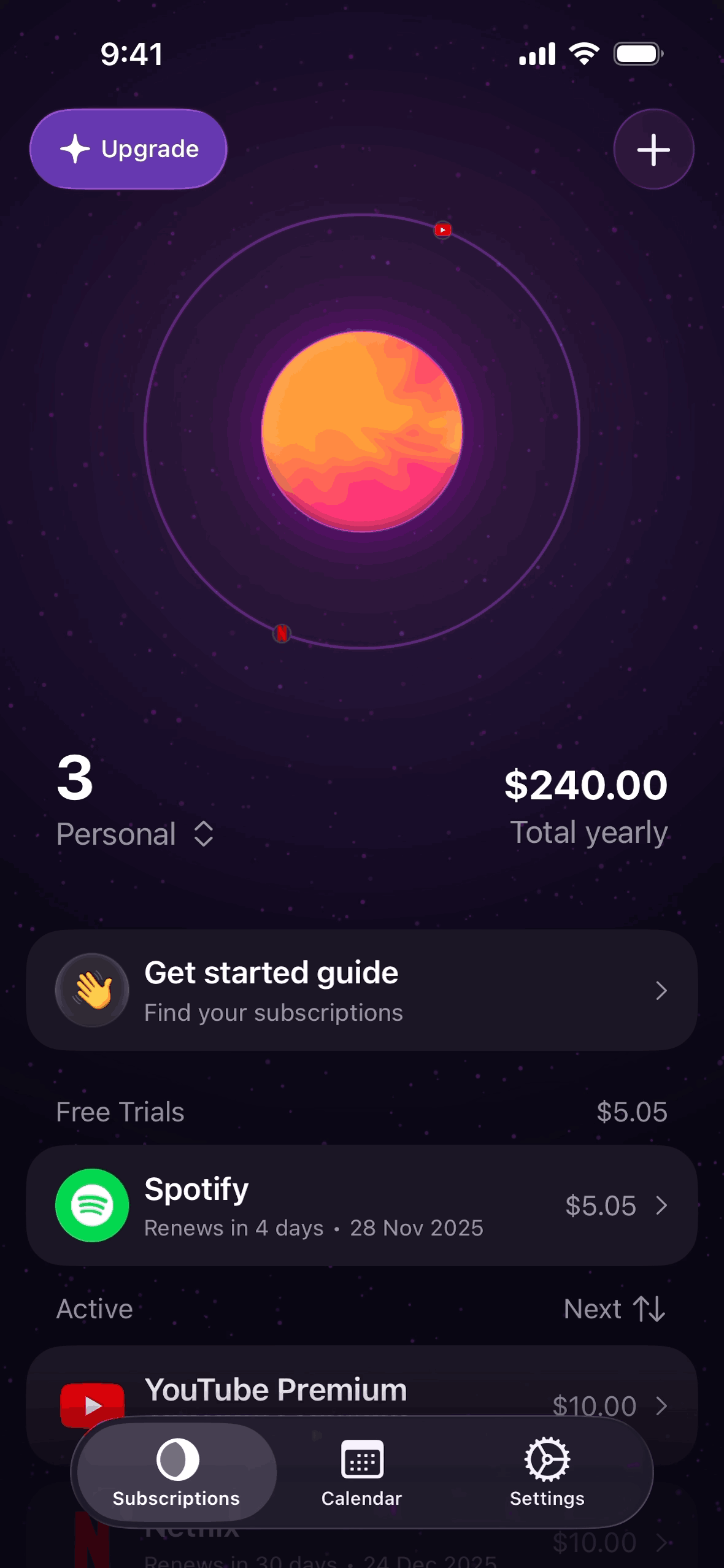 Orbit iOS Finance interface screenshot 2