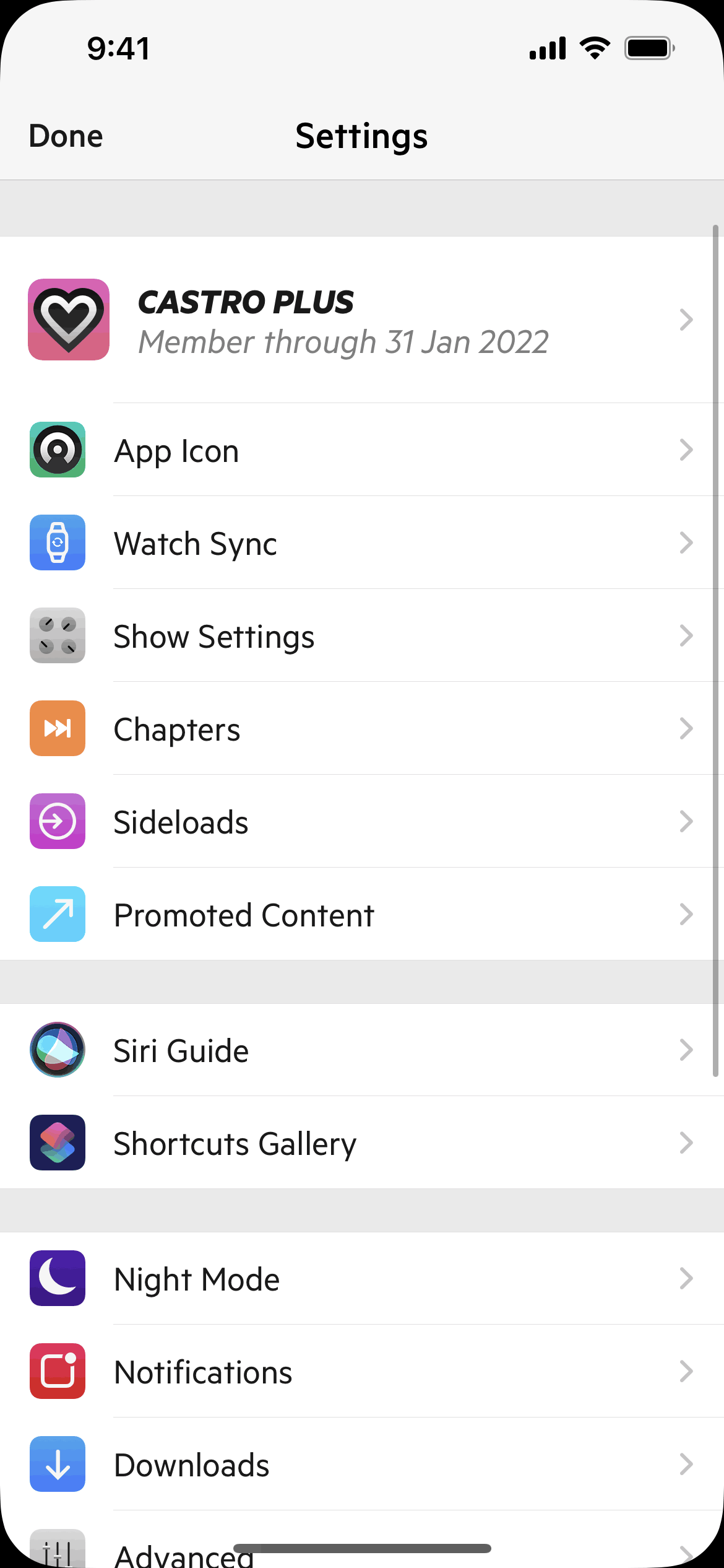 Castro iOS Music & Audio interface screenshot 5