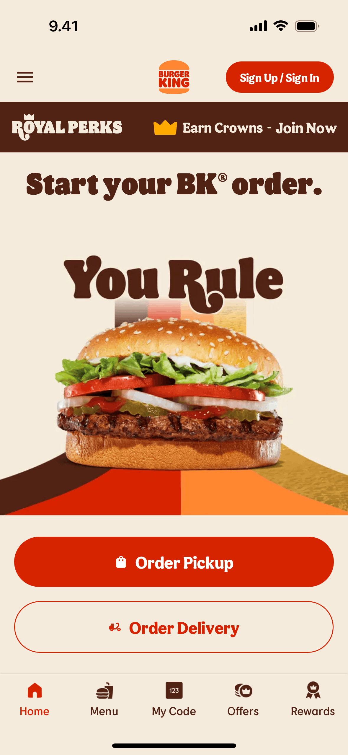 Burger King iOS Food & Drink interface screenshot 2