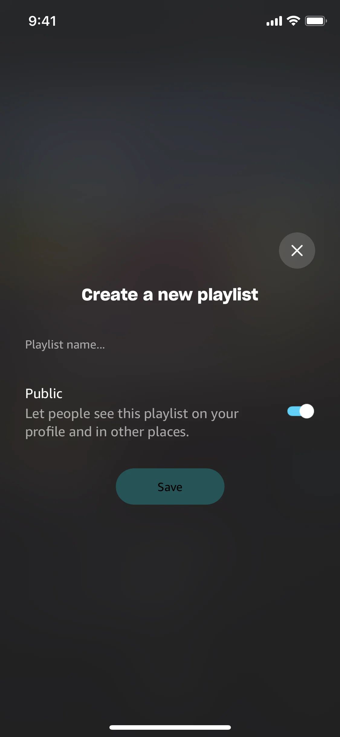 Saving song to new playlist on Amazon Music (ios) screen 2