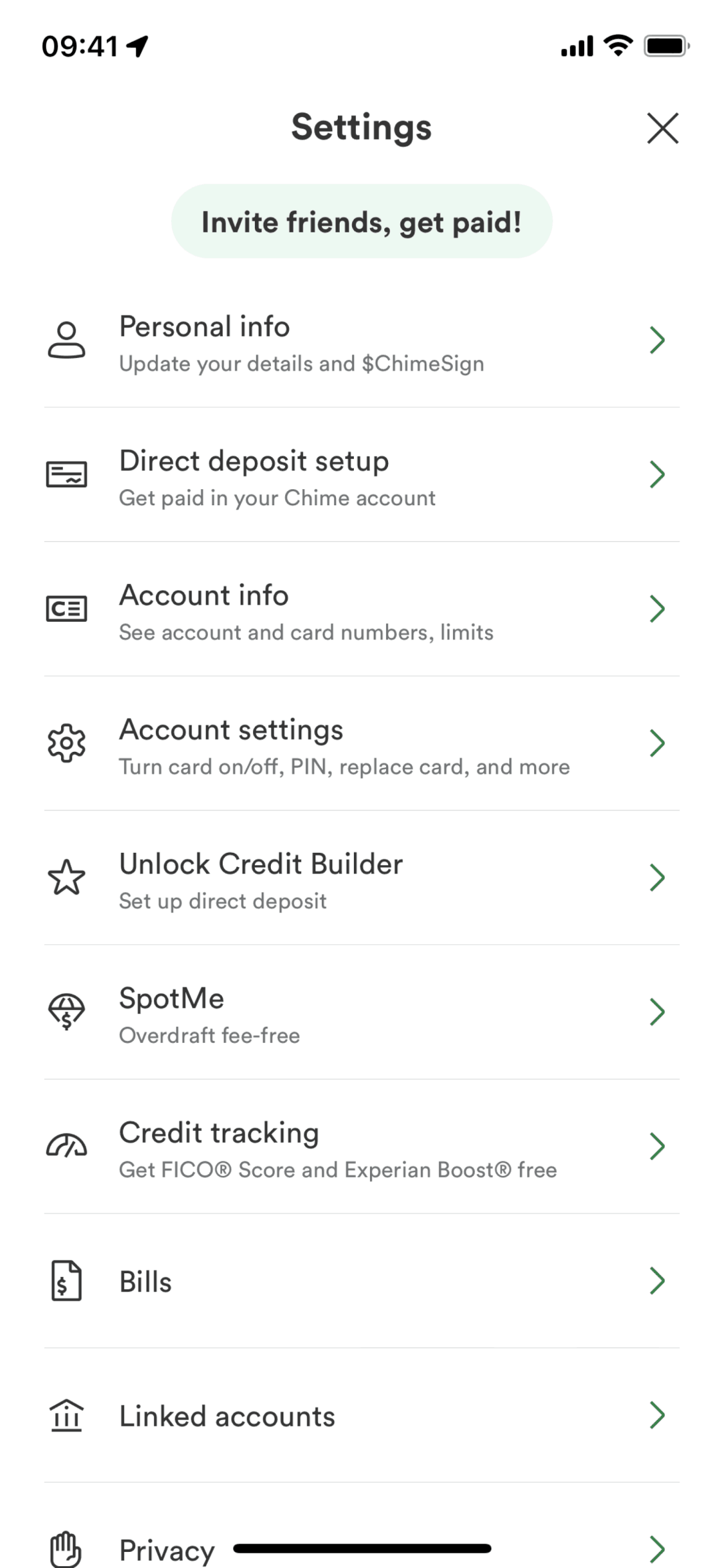 Chime iOS Finance interface screenshot 7