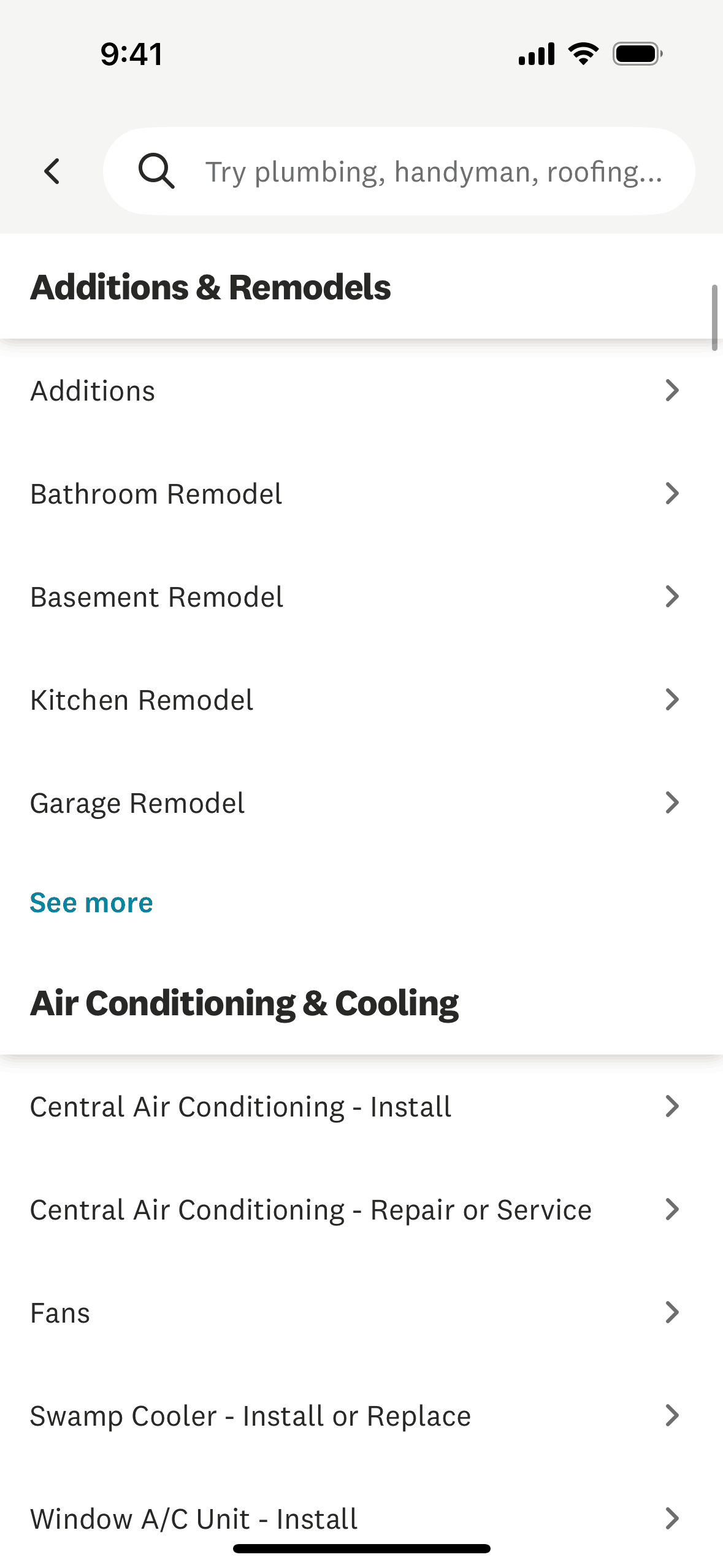 Angi iOS Lifestyle interface screenshot 2