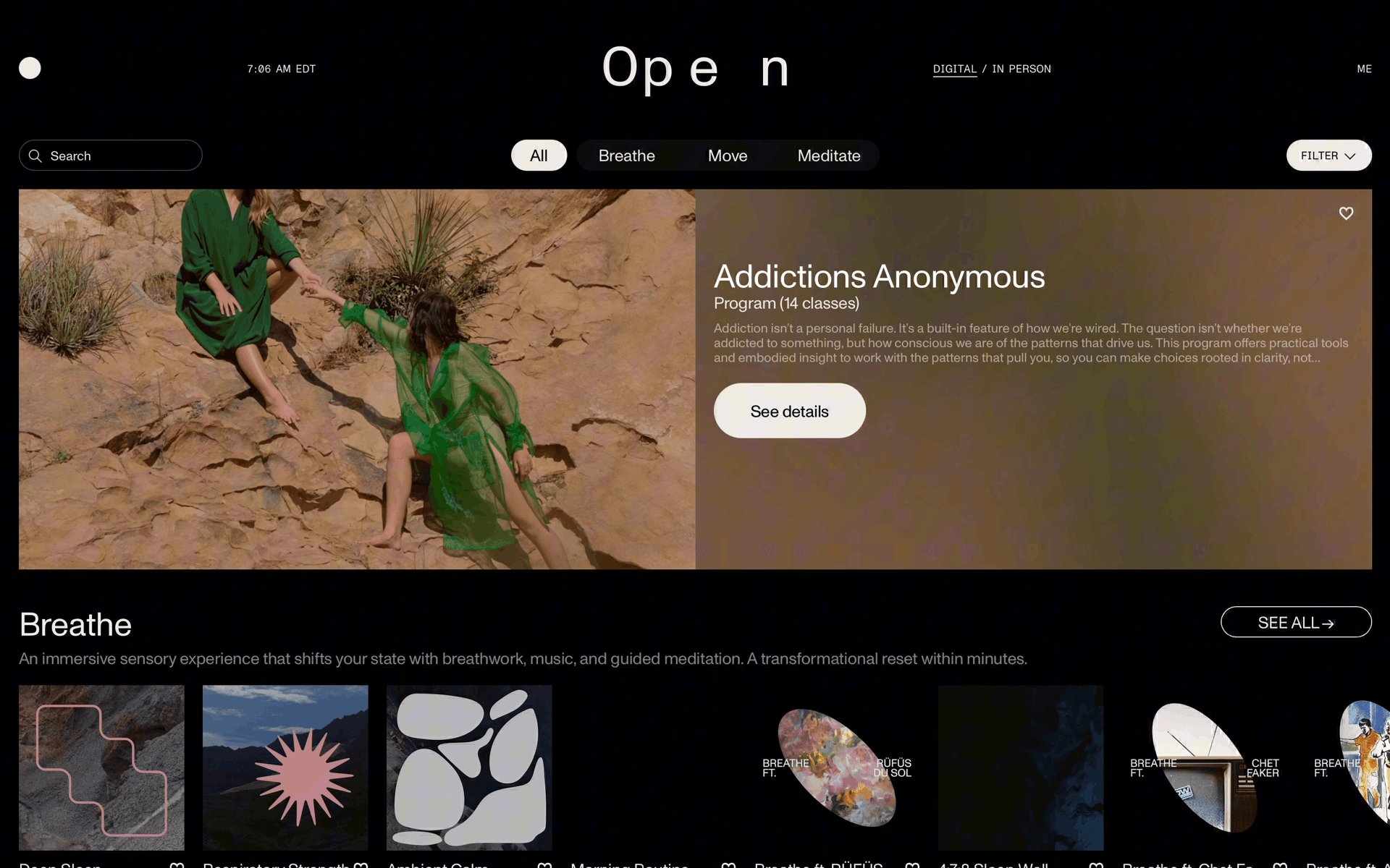 Open Web Health & Fitness interface screenshot 2