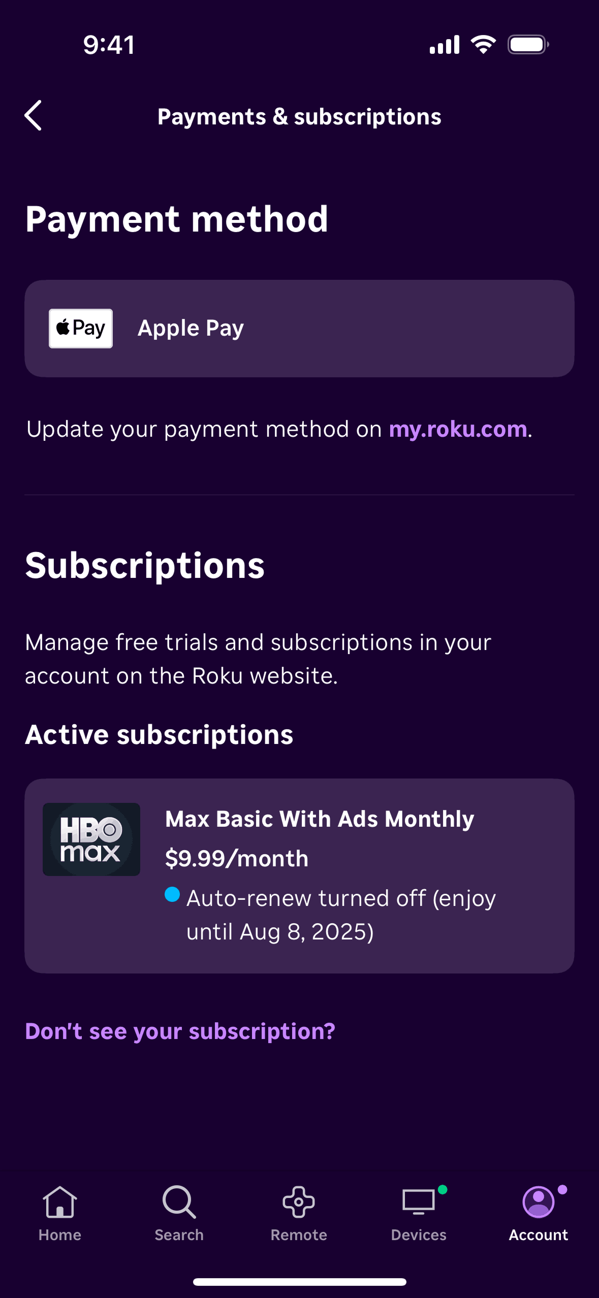 Roku iOS Entertainment interface screenshot 15