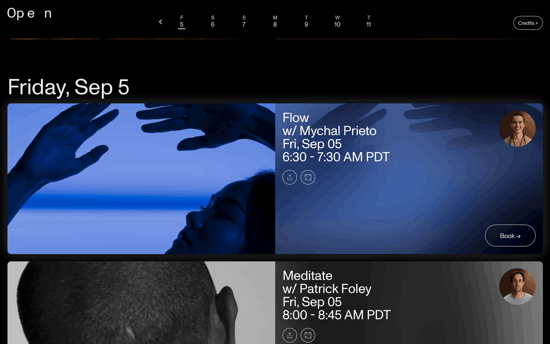 Open Web Health & Fitness interface screenshot 1