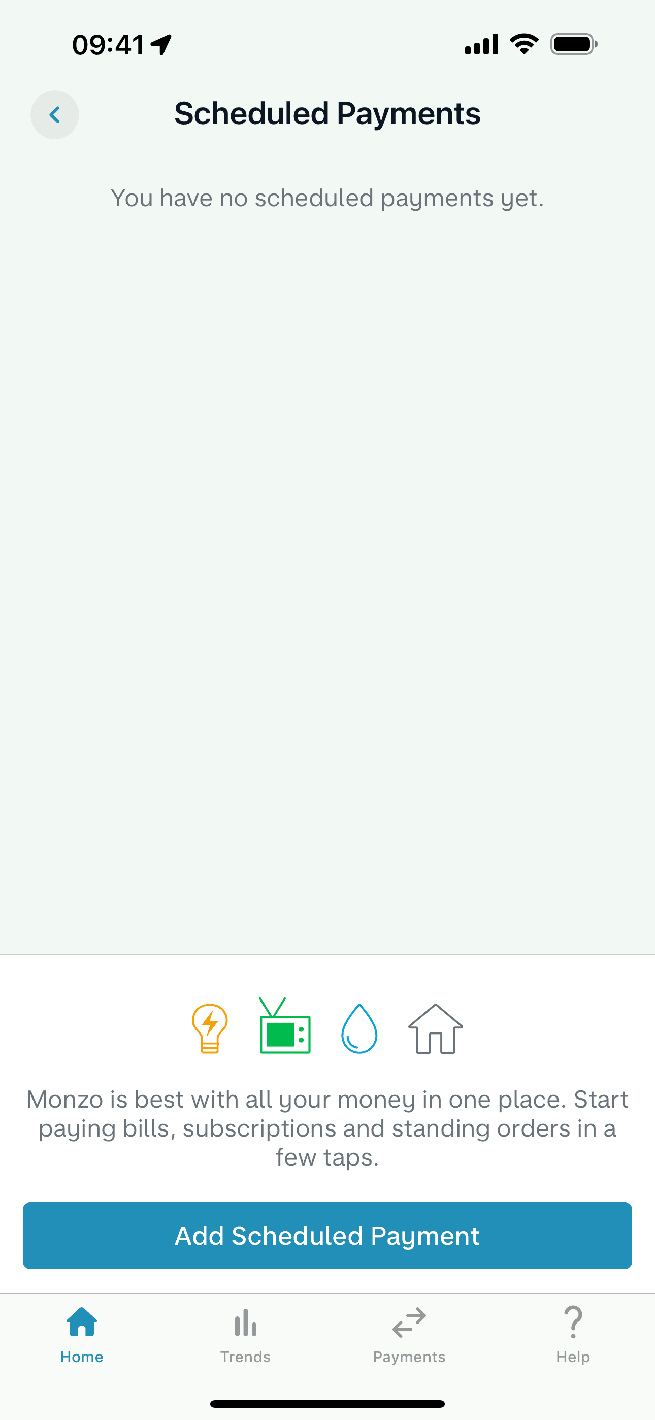 Scheduled payments on Monzo (ios) screen 2