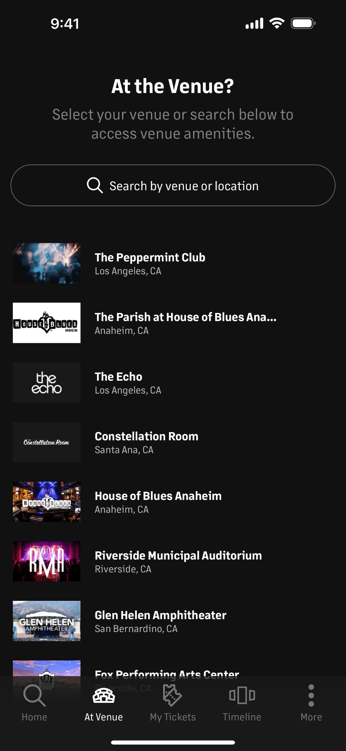Live Nation iOS Music & Audio interface screenshot 12