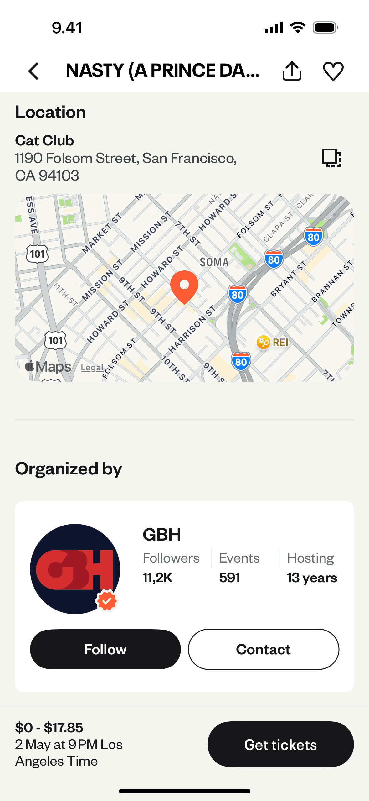 Eventbrite iOS Entertainment interface screenshot 2
