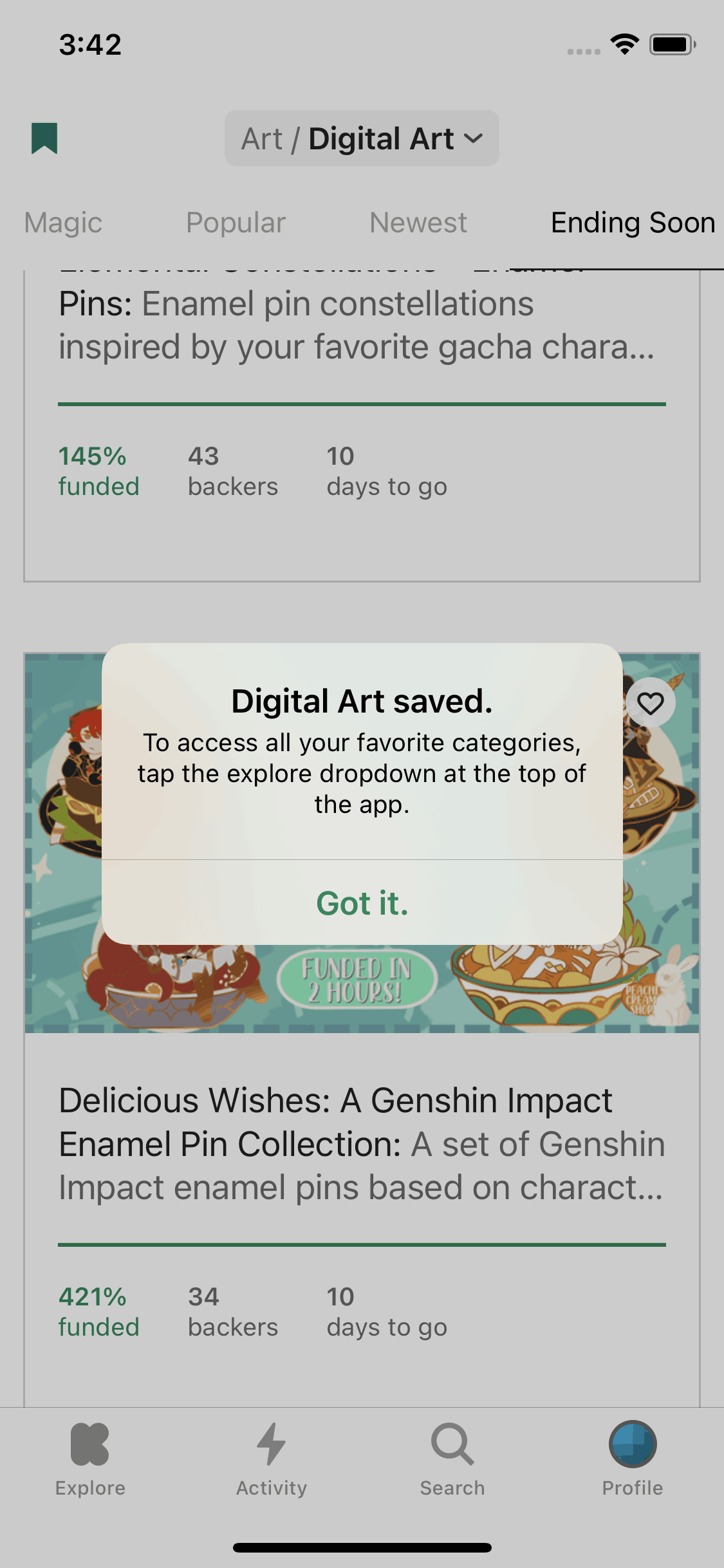 Kickstarter iOS Social Networking interface screenshot 13