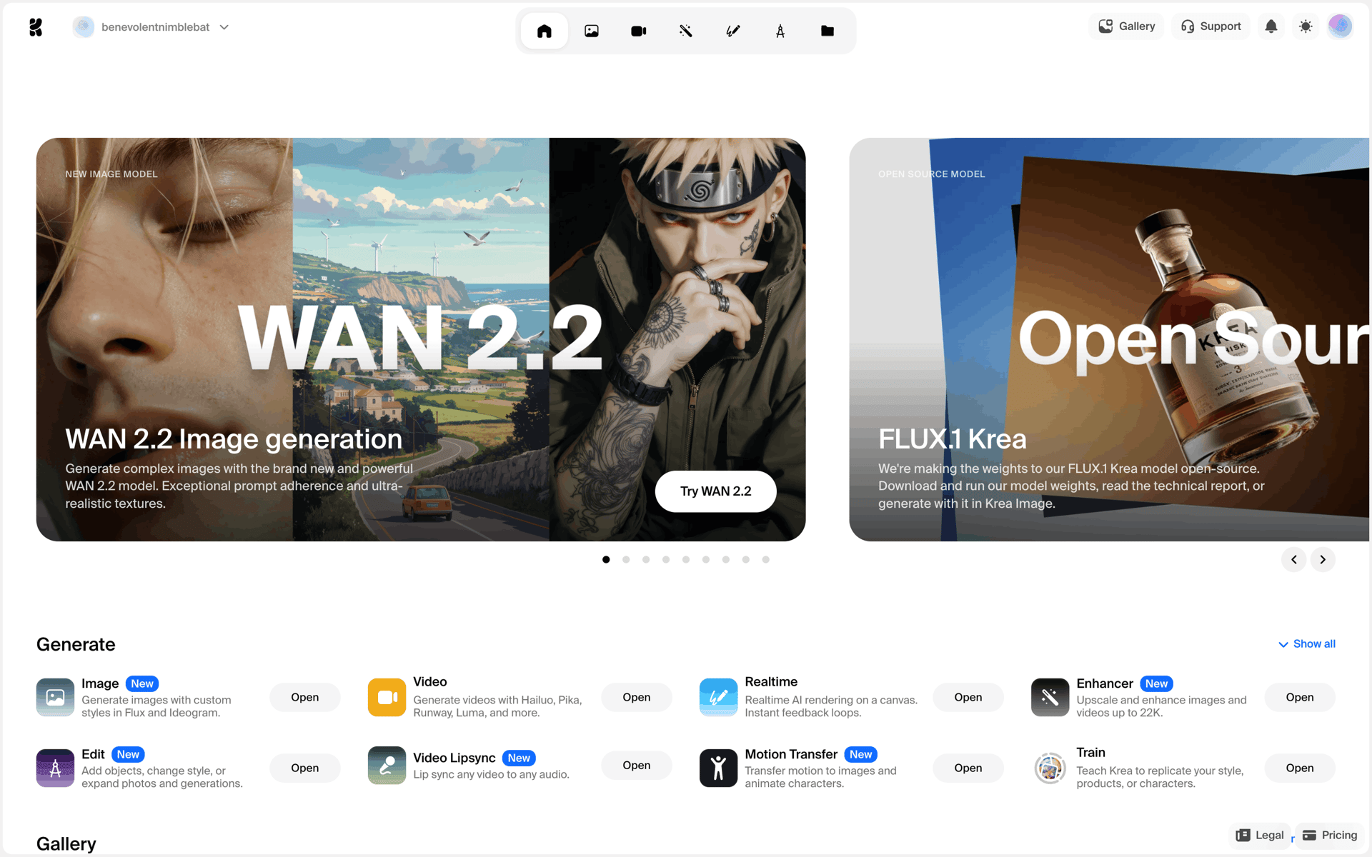 Krea AI Web AI interface screenshot 1