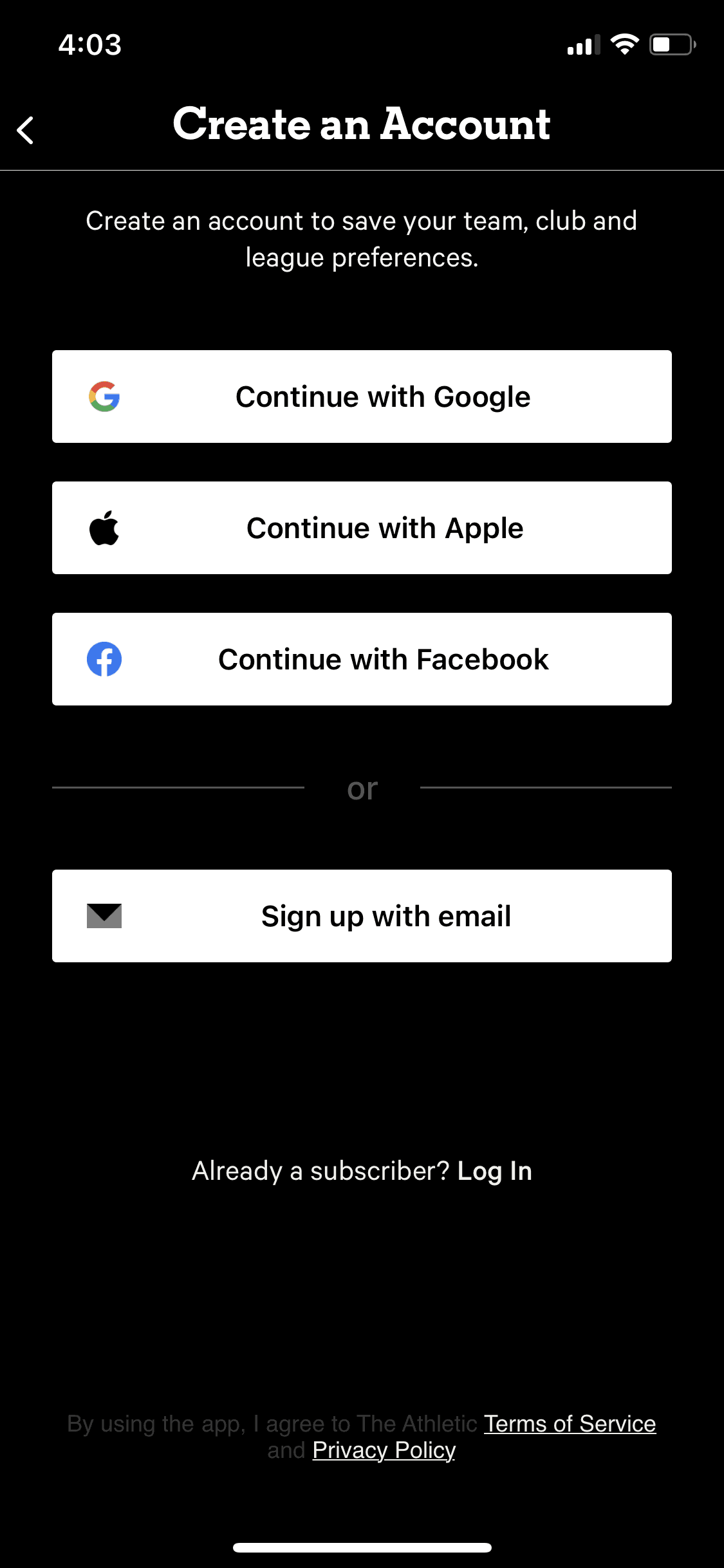 The Athletic iOS Sports interface screenshot 9