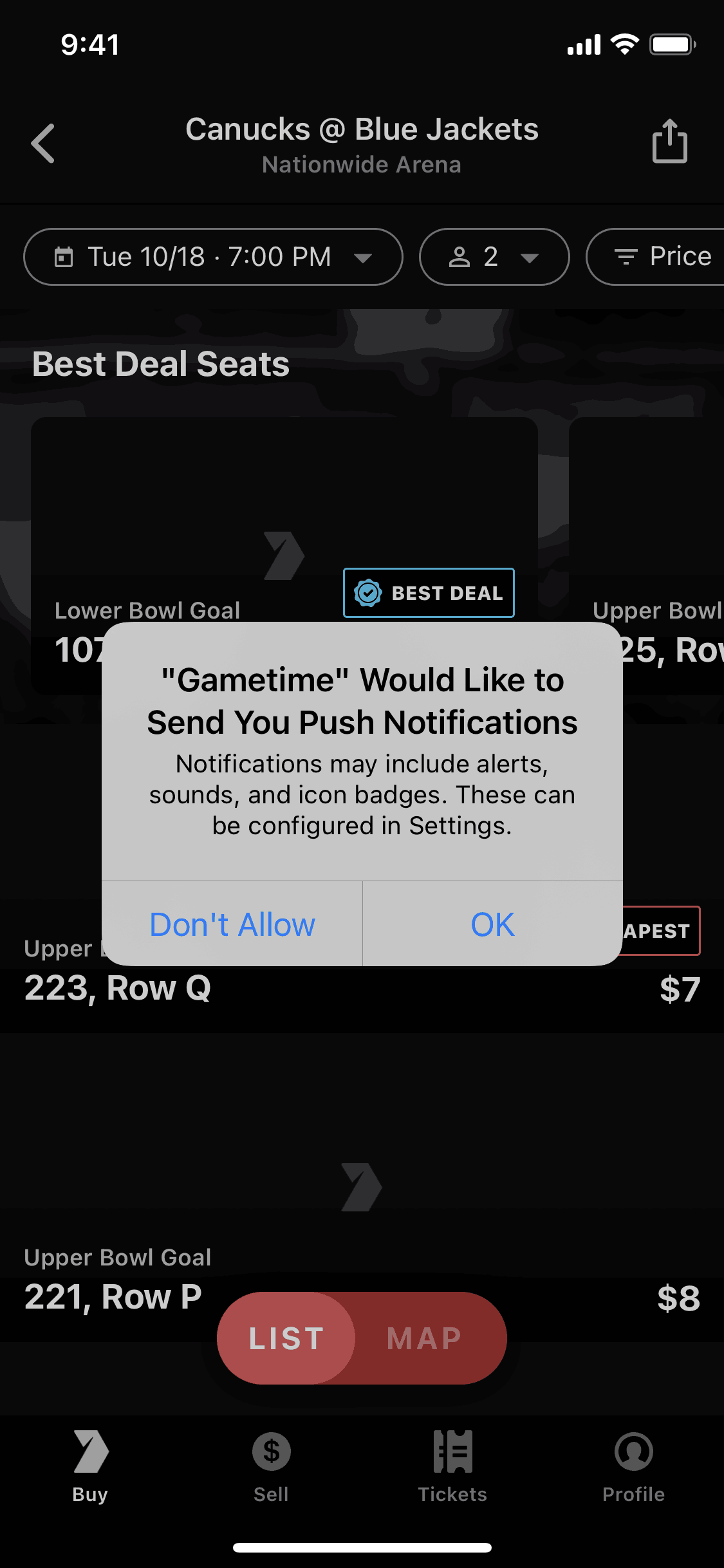 Gametime iOS Entertainment interface screenshot 19